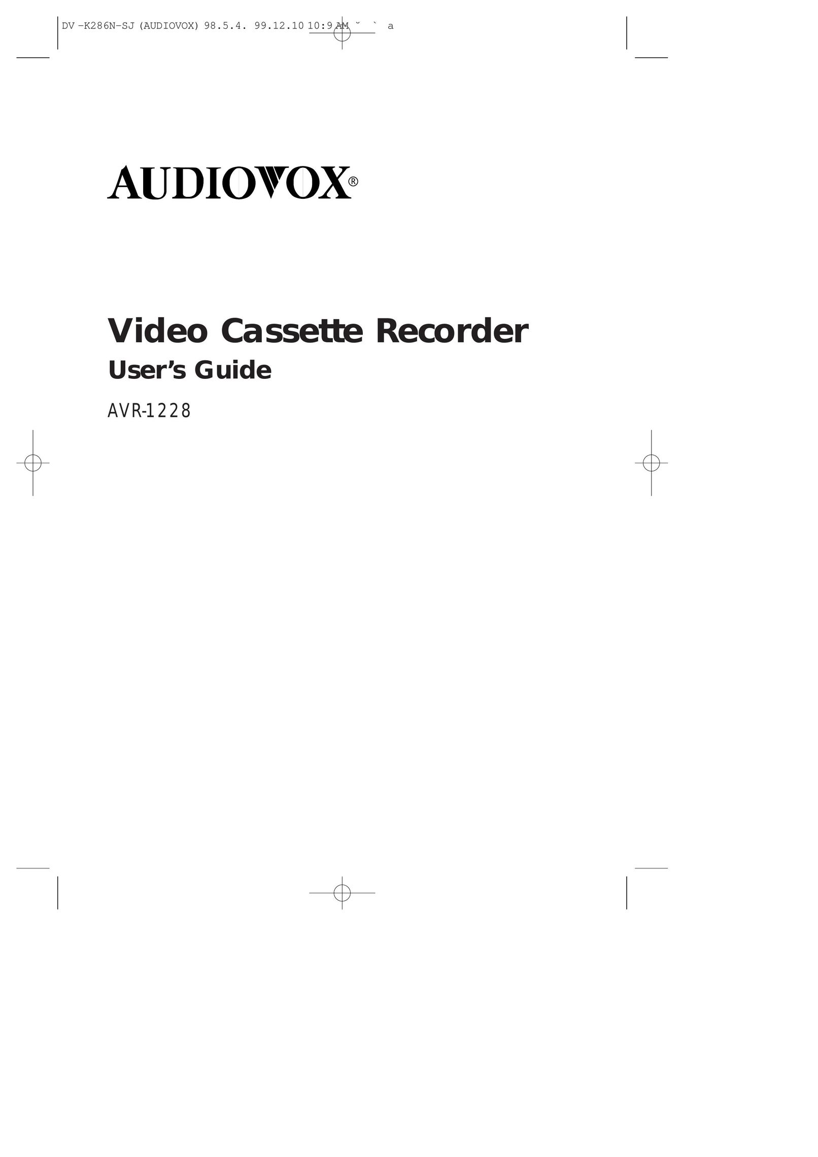 Audiovox AVR-1228 VCR User Manual