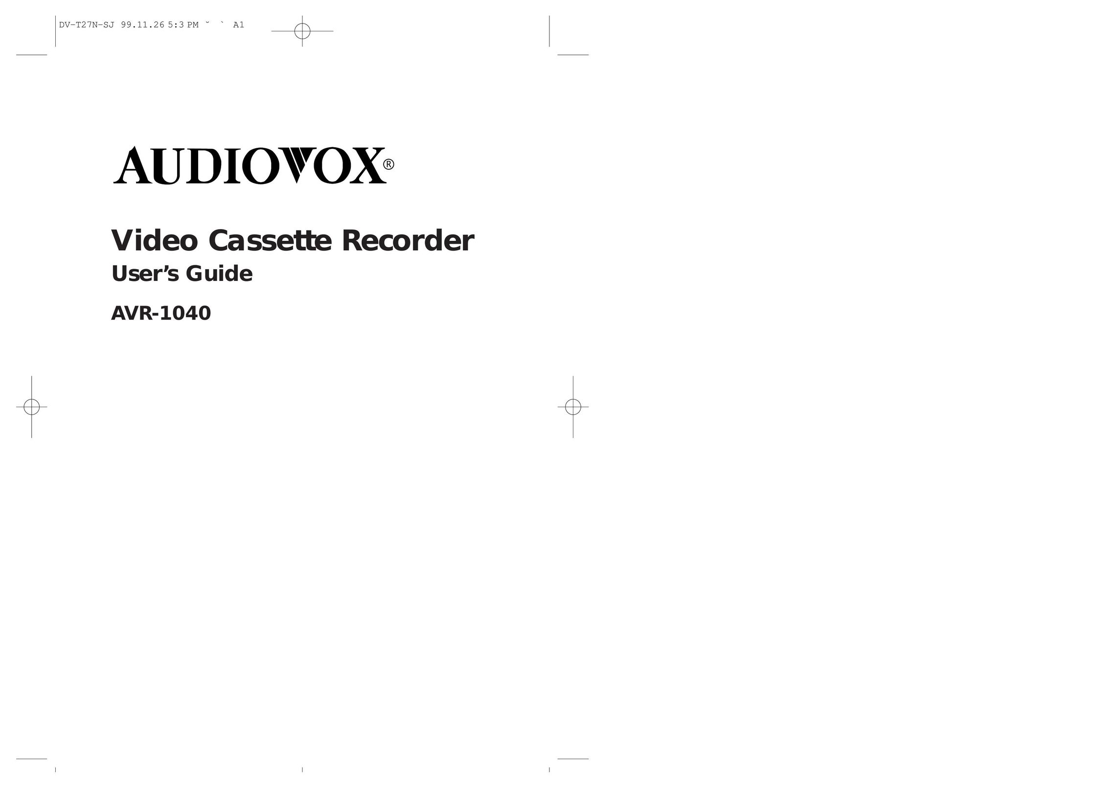 Audiovox VE1040 VCR User Manual
