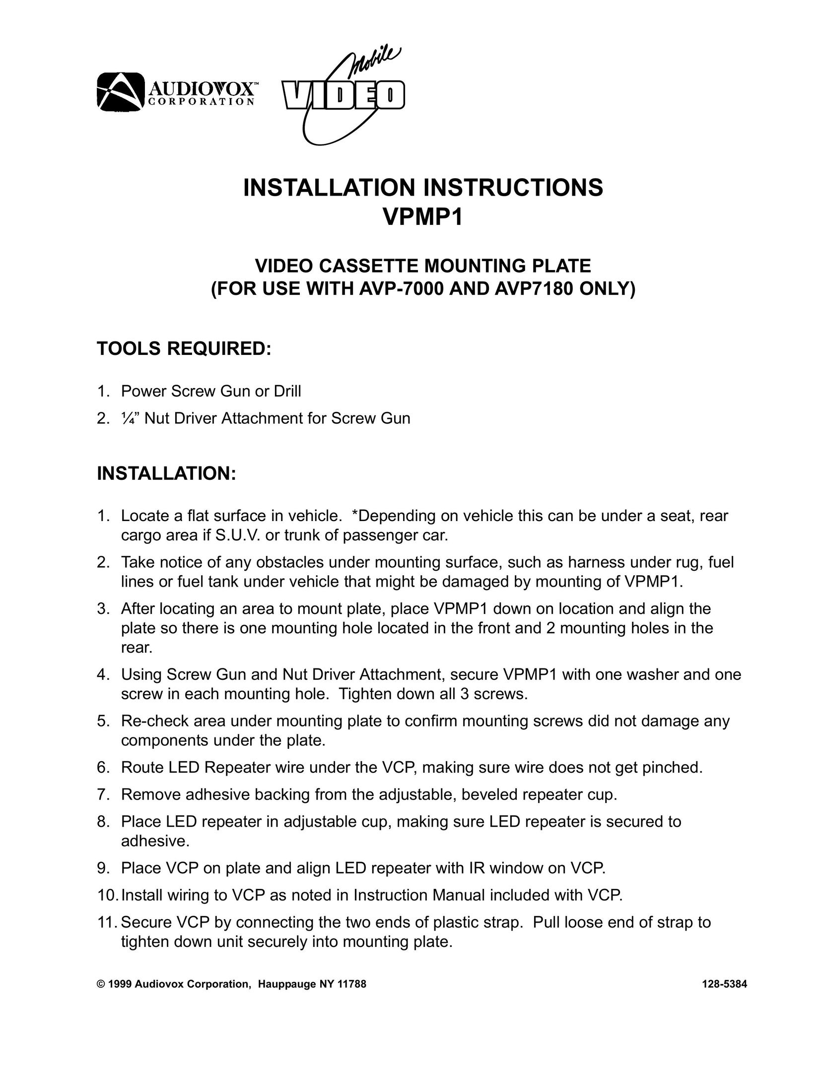 Audiovox VPMP1 VCR User Manual