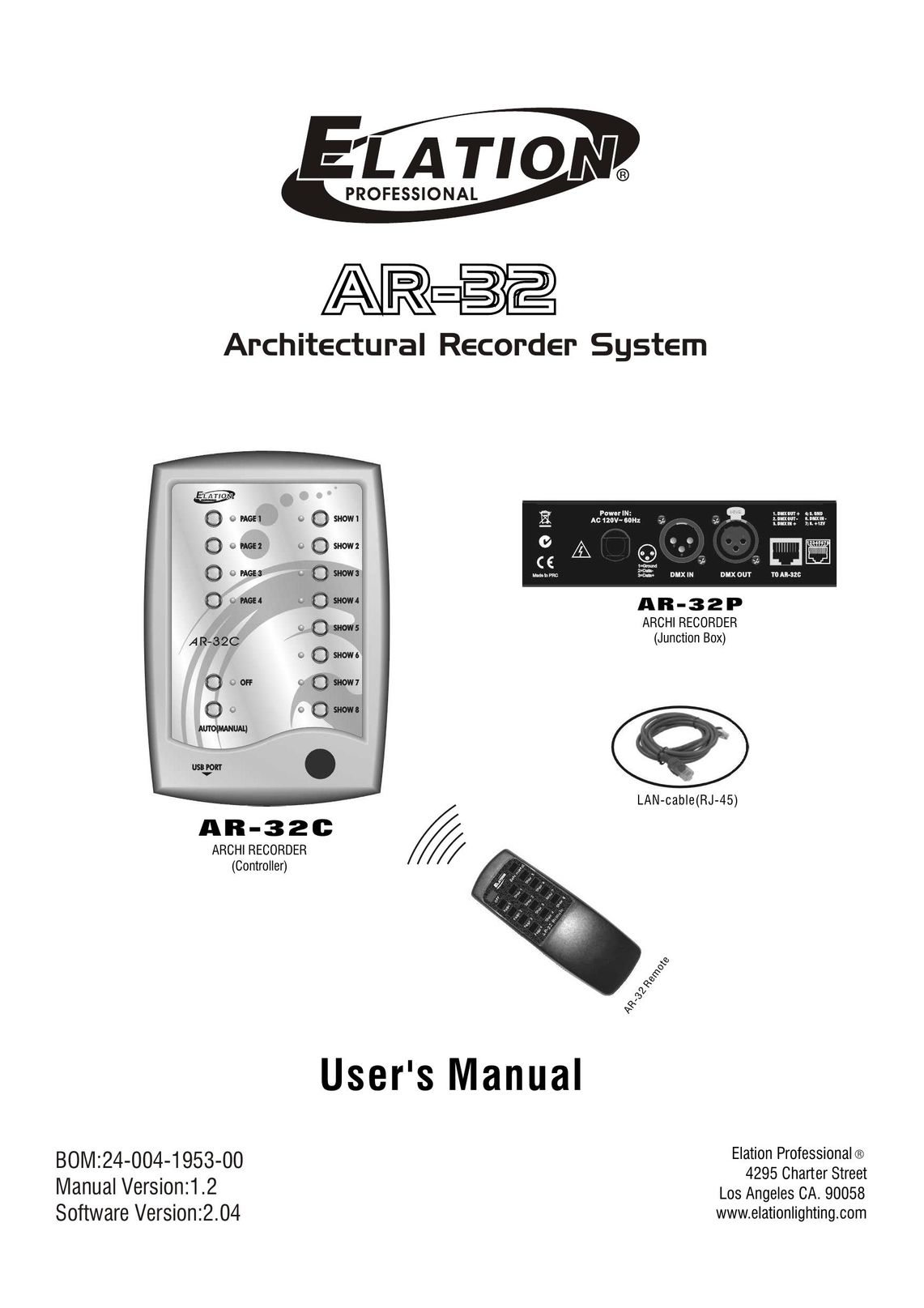 Elation Professional AR-32P VCR User Manual