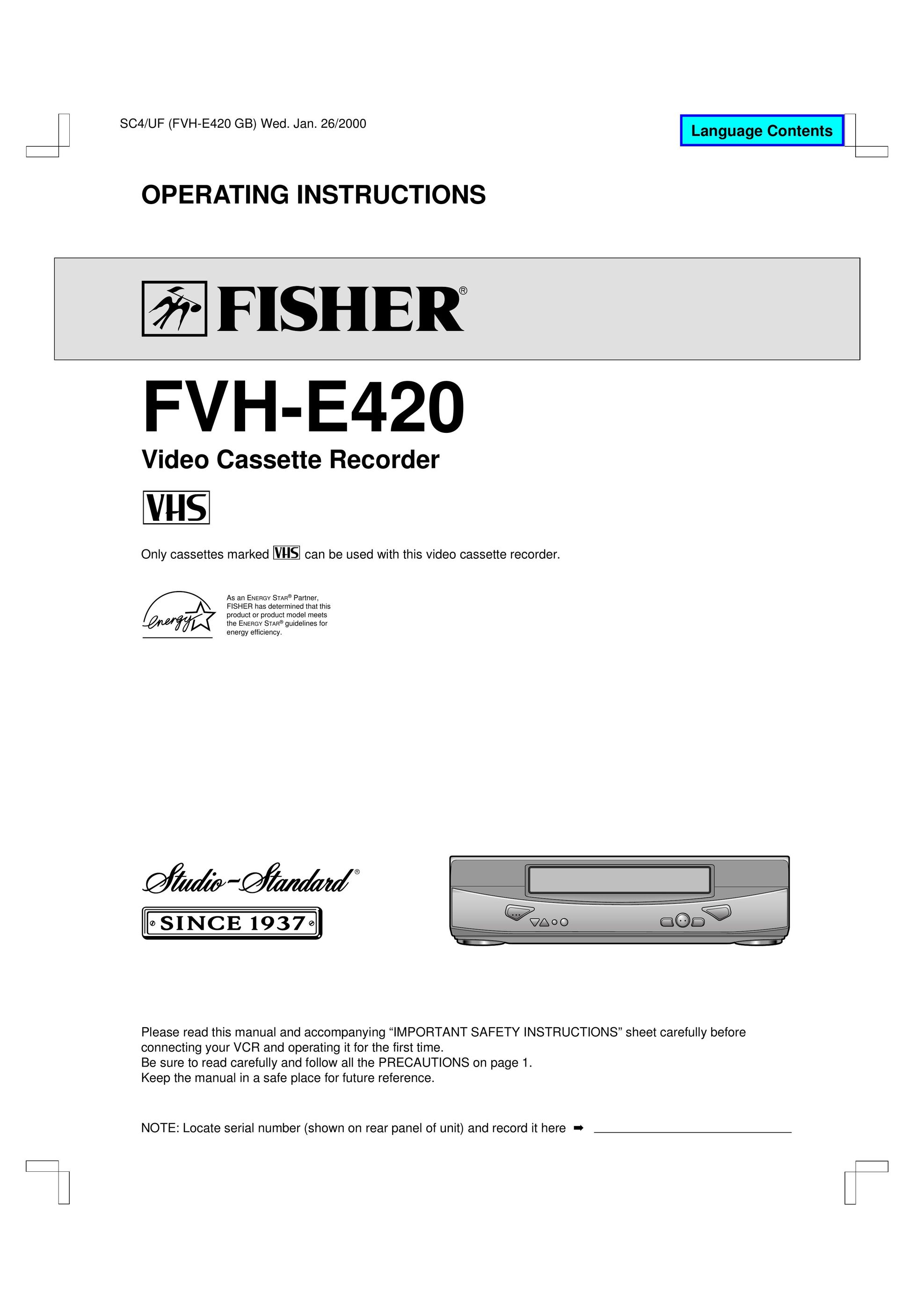 Fisher FVH-E420 VCR User Manual