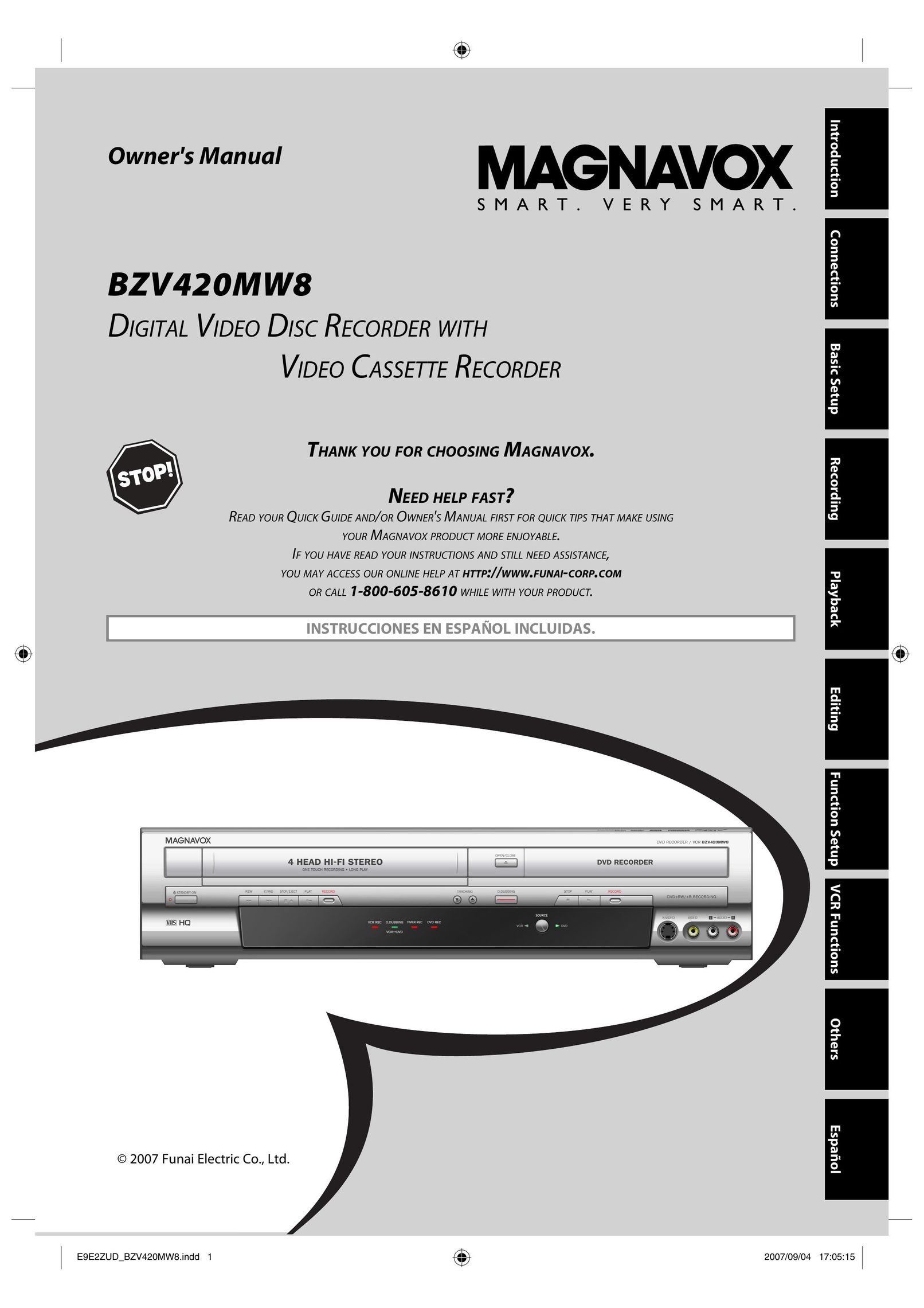 FUNAI BZV420MW8 VCR User Manual