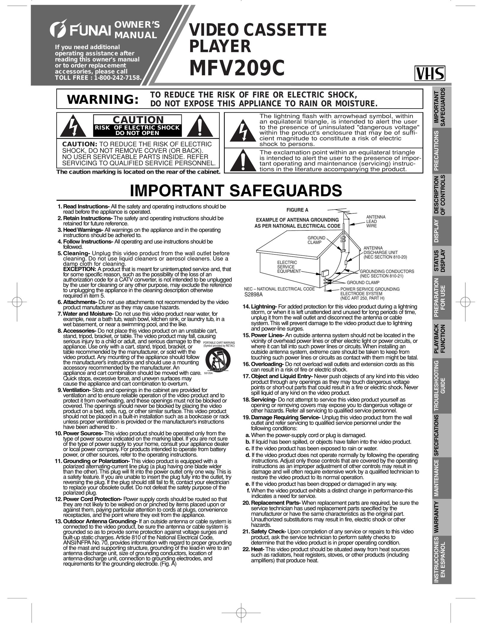 FUNAI MFV209C VCR User Manual