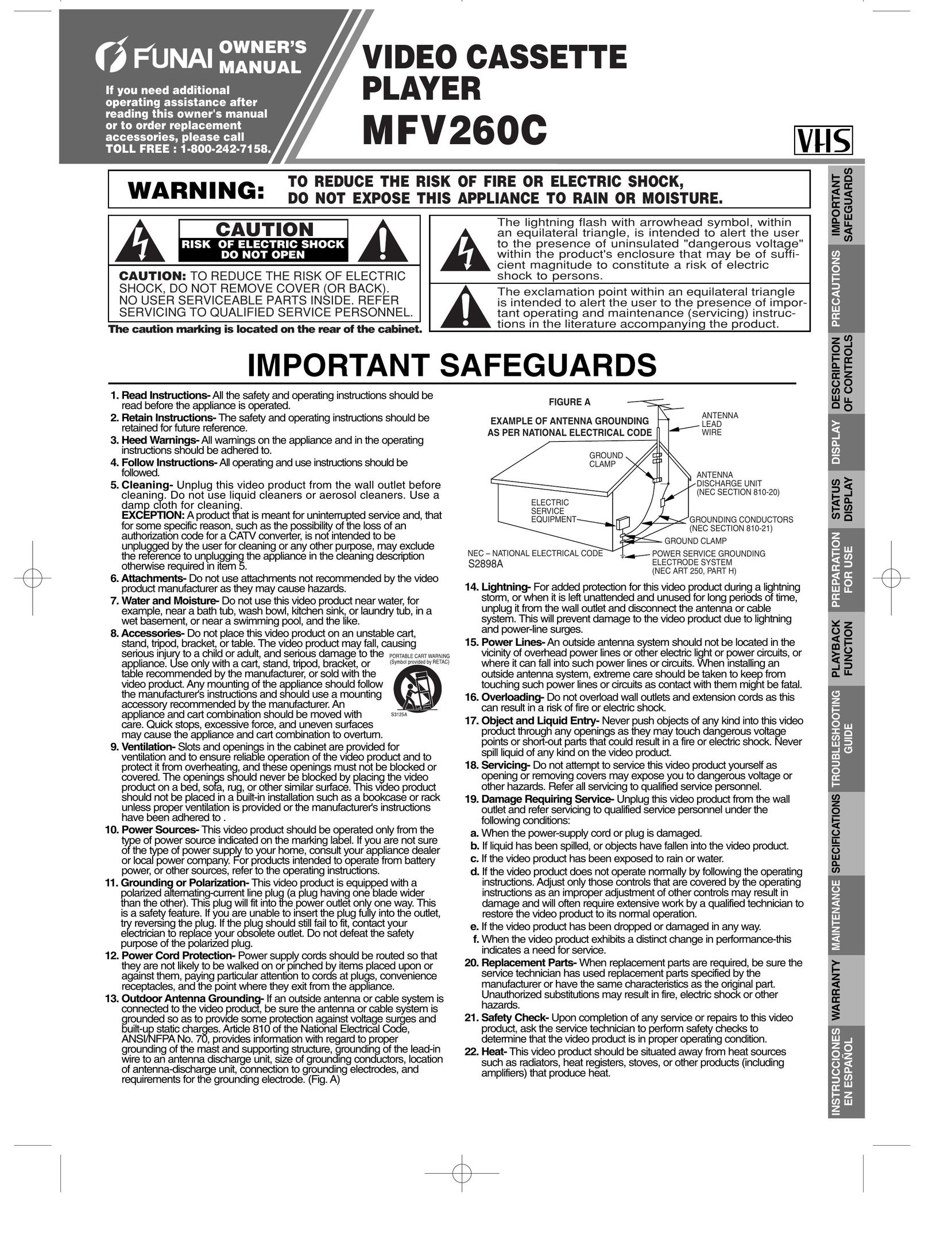 FUNAI MFV260C VCR User Manual