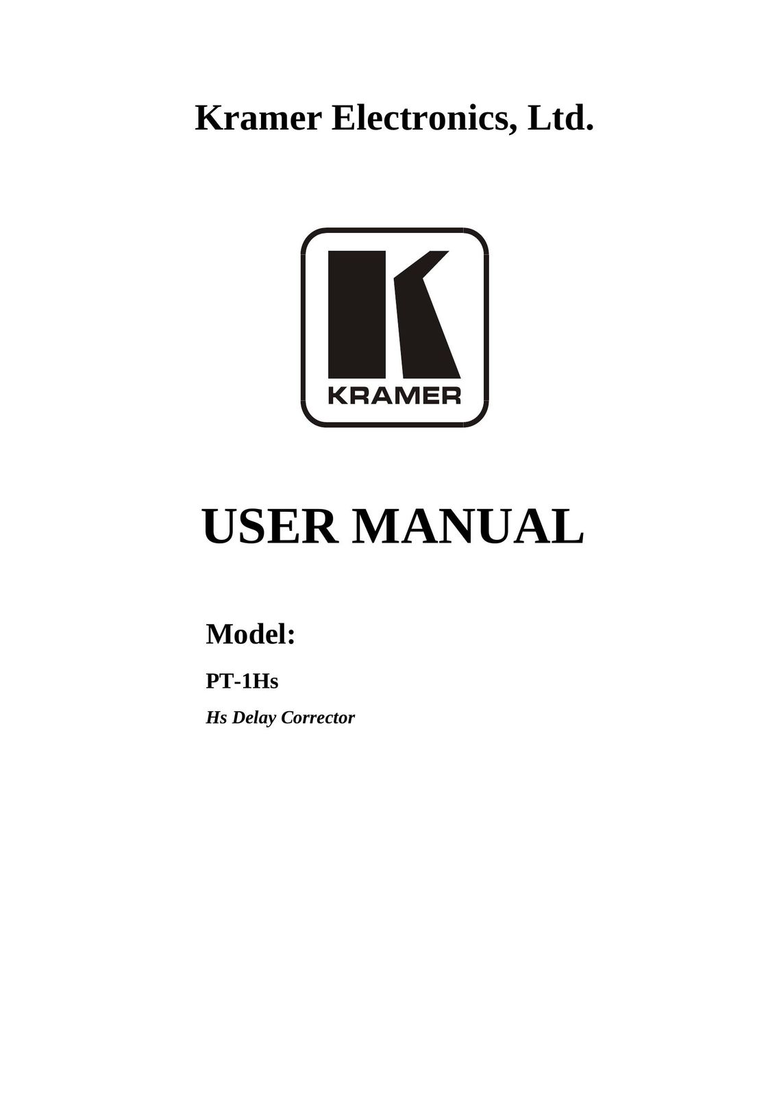 Kramer Electronics PT-1Hs VCR User Manual