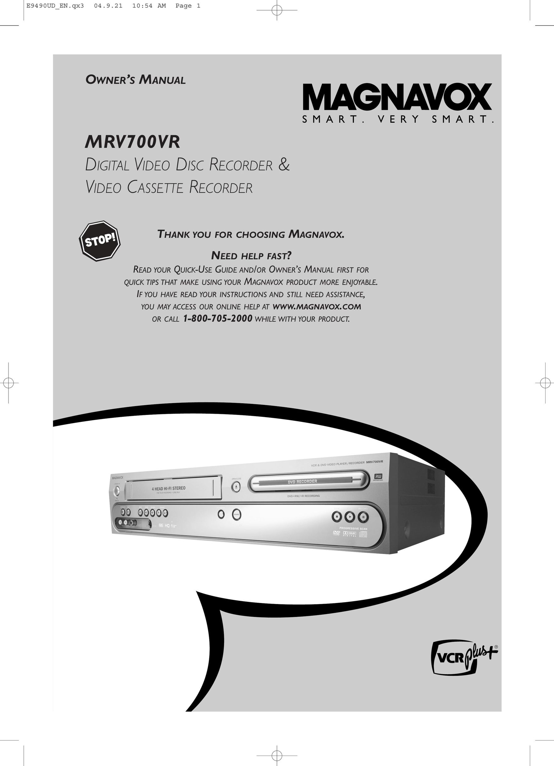 Magnavox MRV700VR VCR User Manual