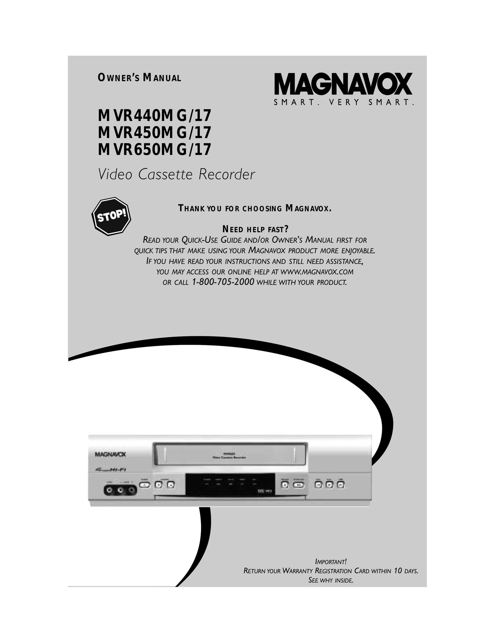 Magnavox MVR650MG/17 VCR User Manual