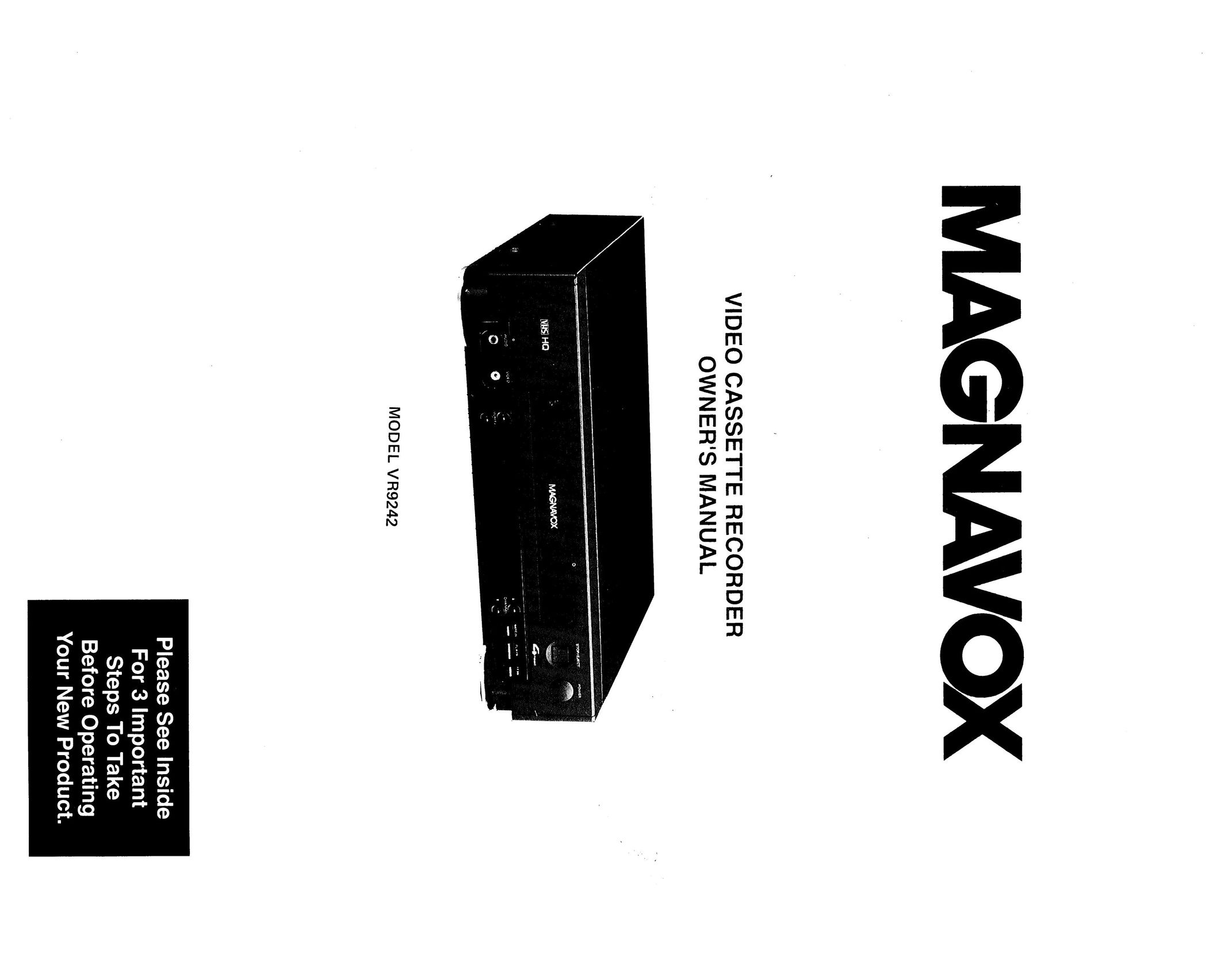 Magnavox VR9242 VCR User Manual
