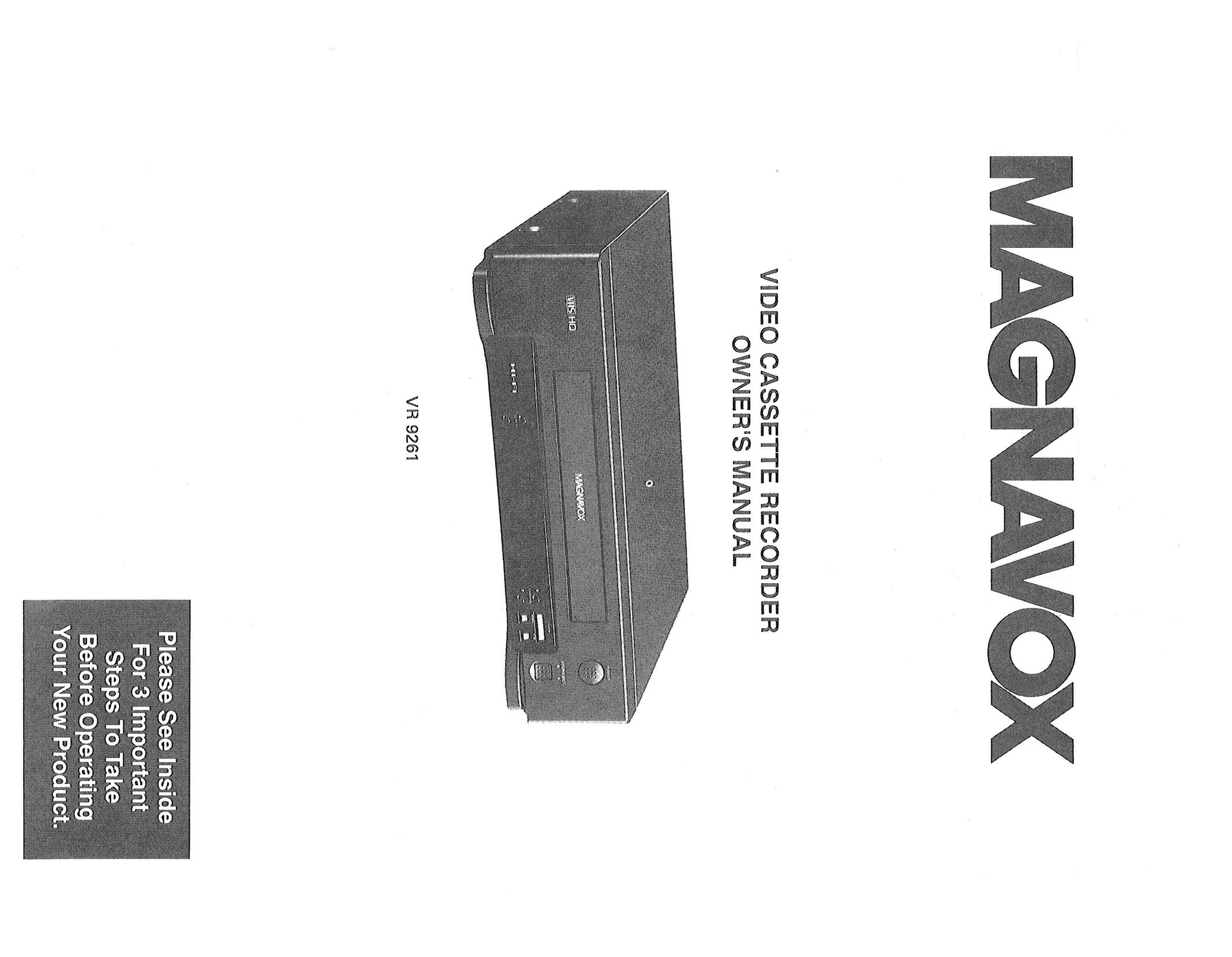 Magnavox VR9261 VCR User Manual