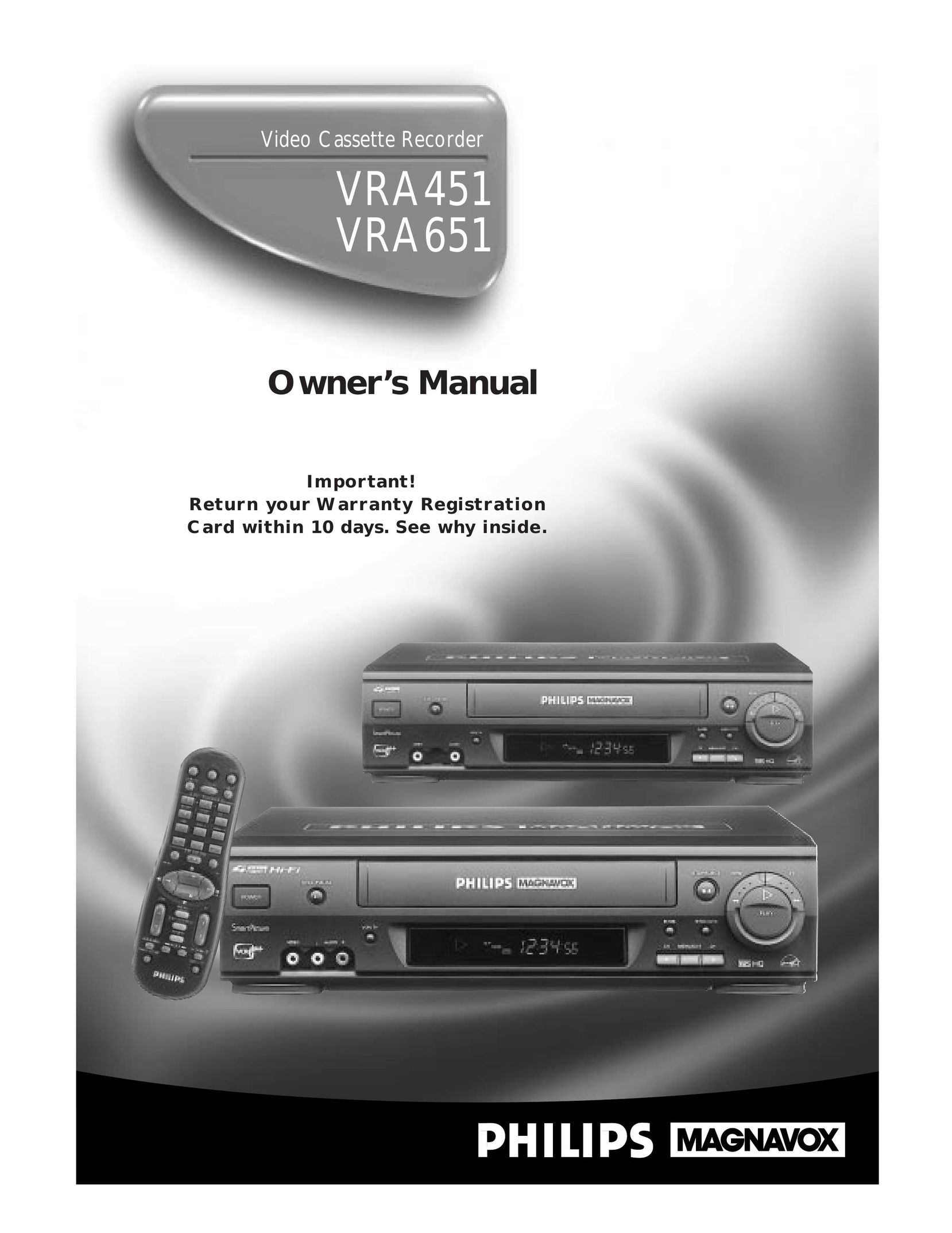 Magnavox VRA651AT VCR User Manual