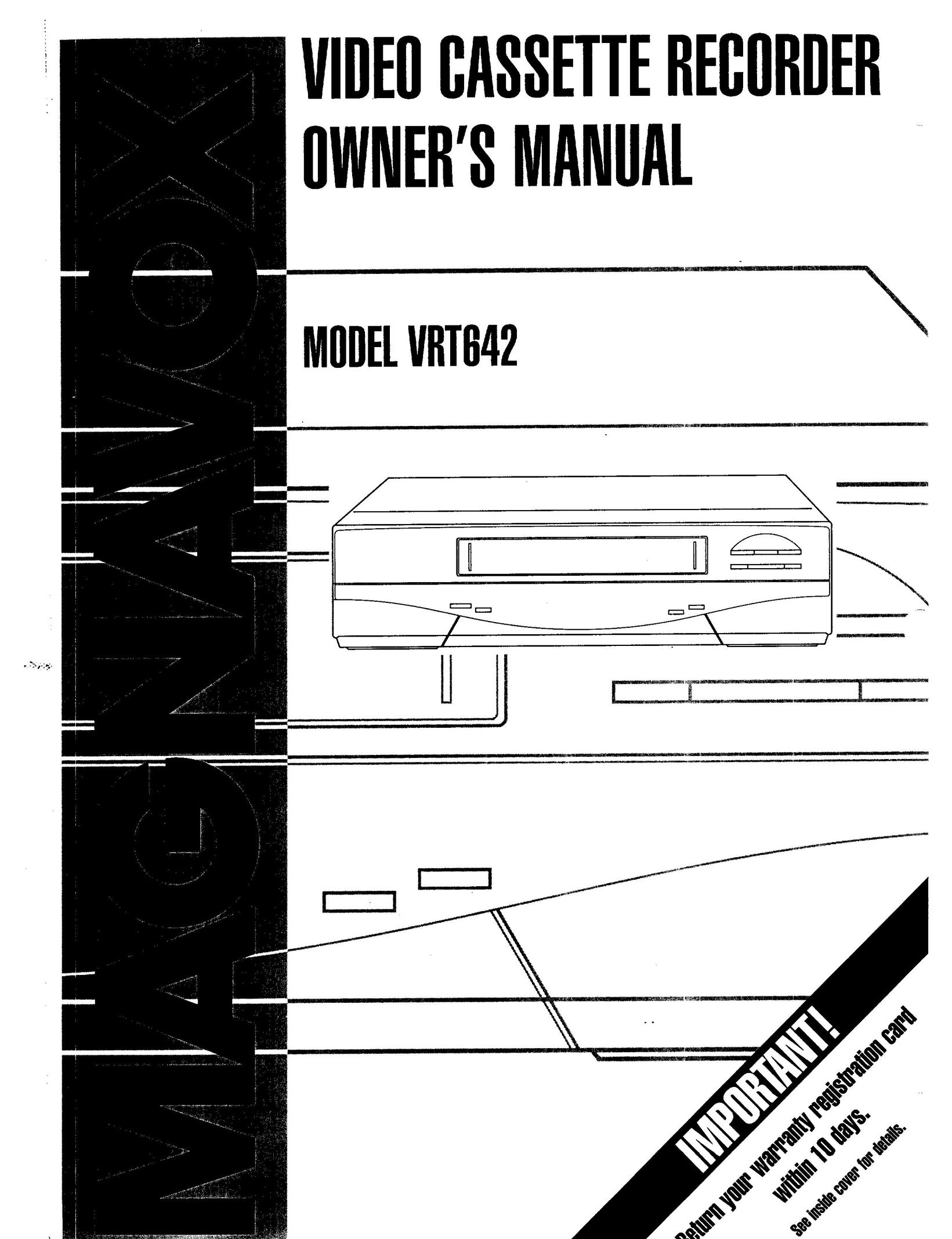Magnavox VRT642 VCR User Manual