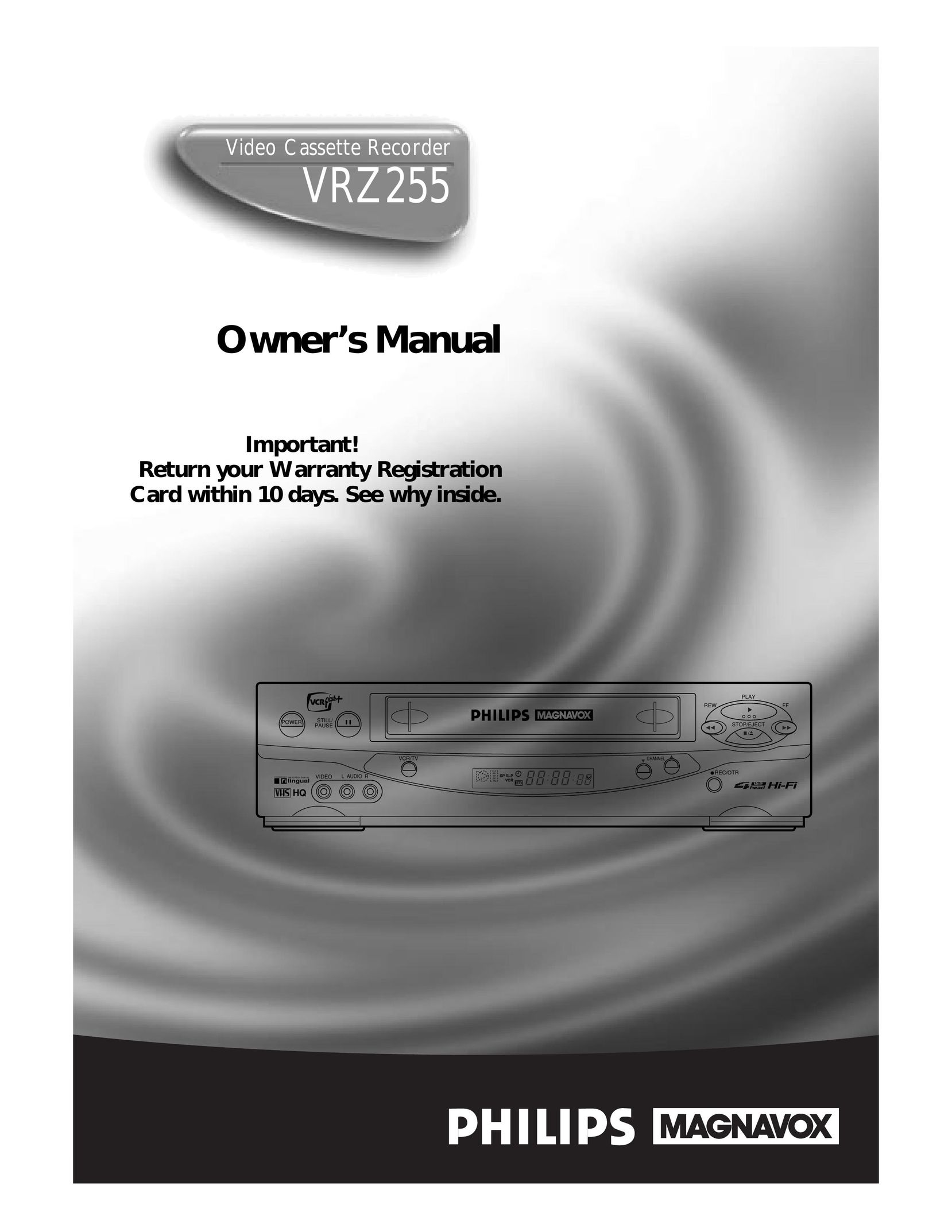 Magnavox VRZ255 VCR User Manual