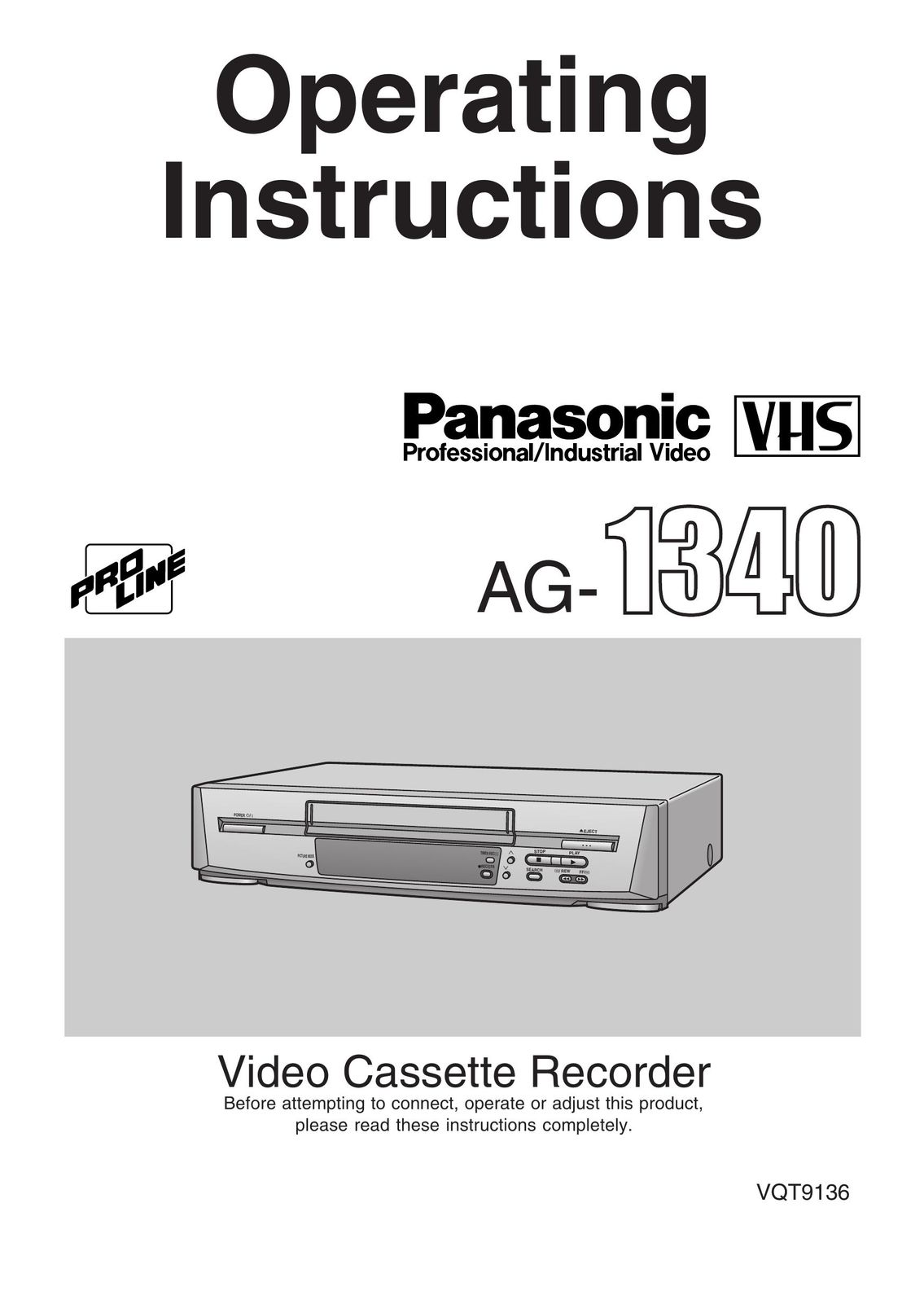 Panasonic AG-1340P VCR User Manual