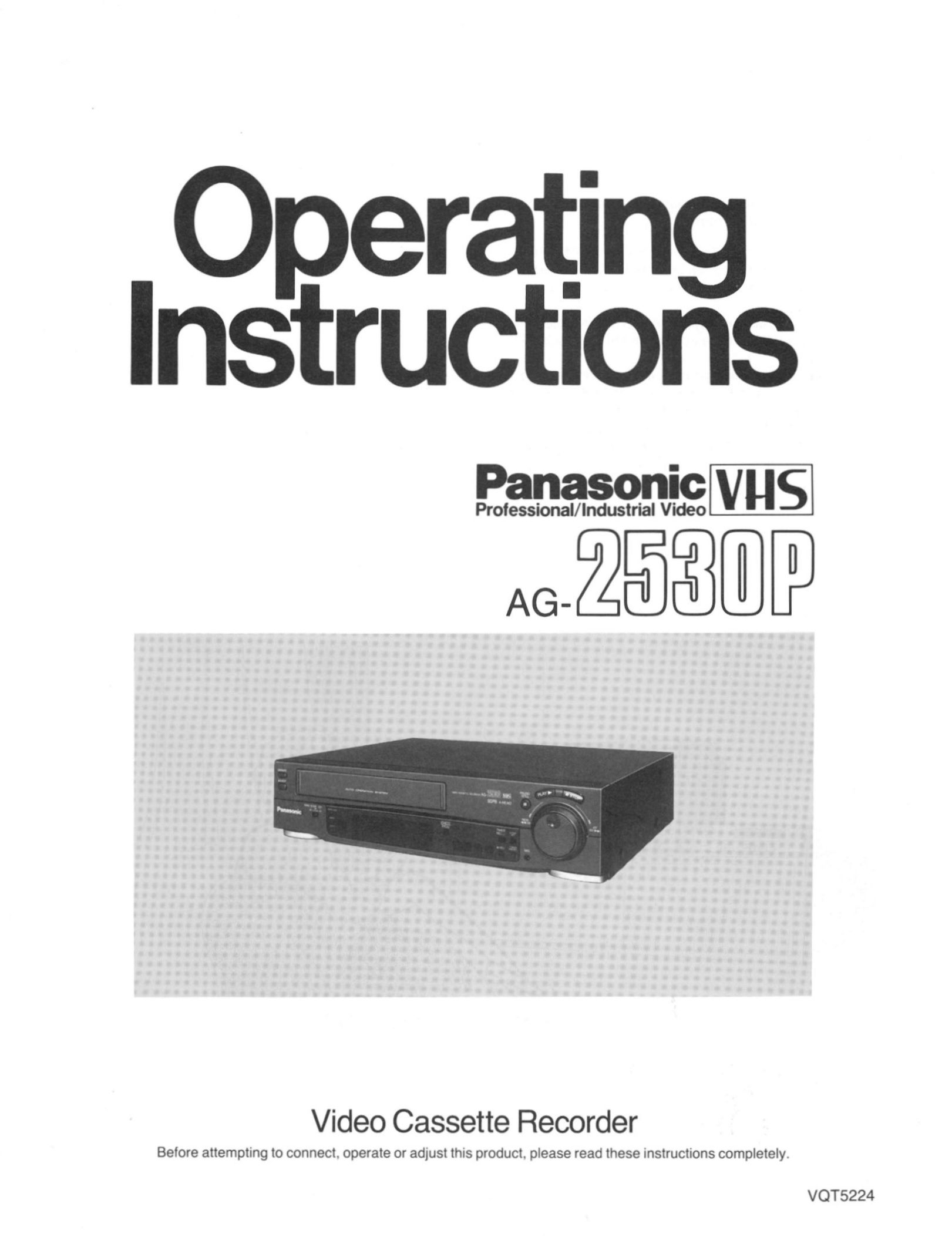 Panasonic AG-2530P VCR User Manual