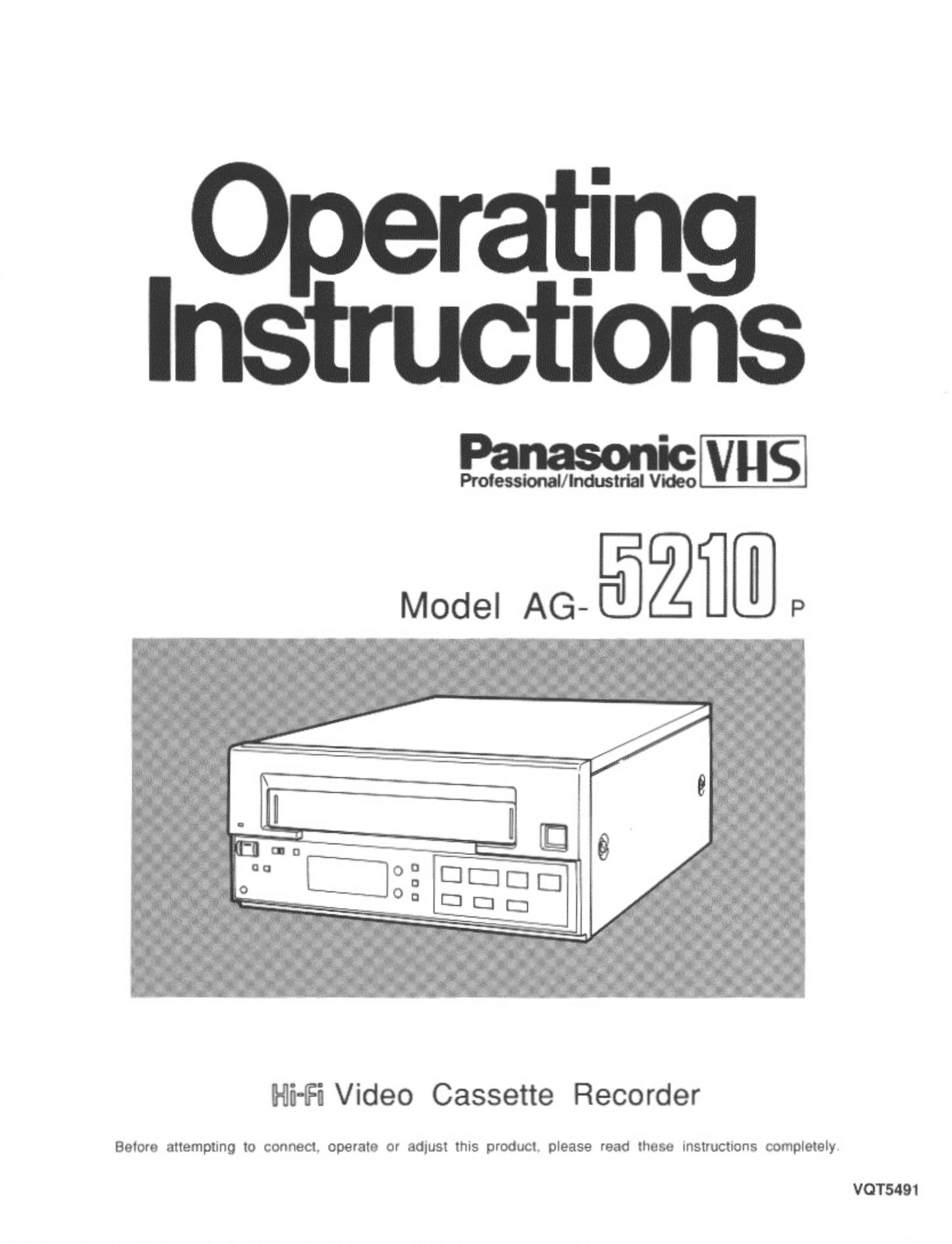 Panasonic AG-5210 VCR User Manual