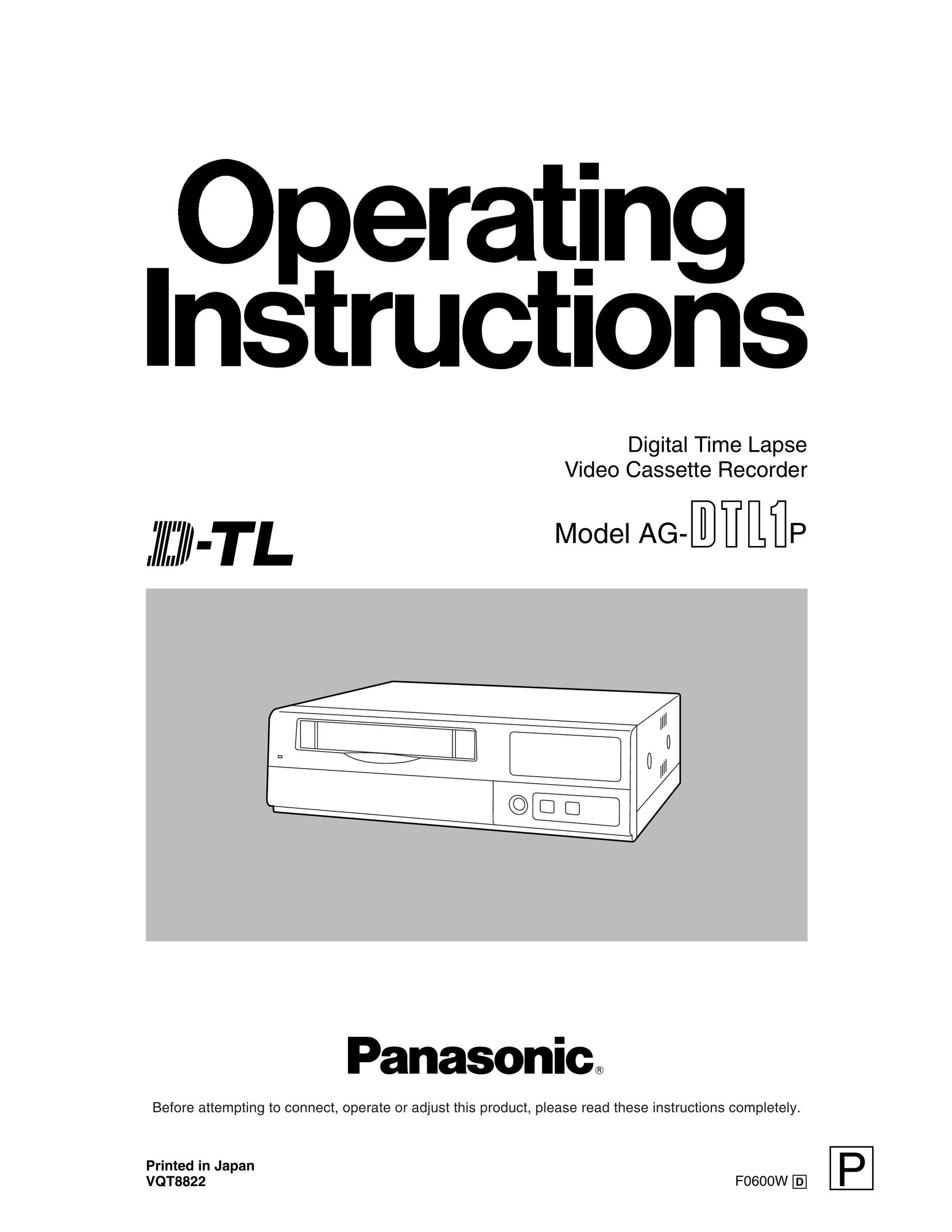 Panasonic AG-DTL1 VCR User Manual