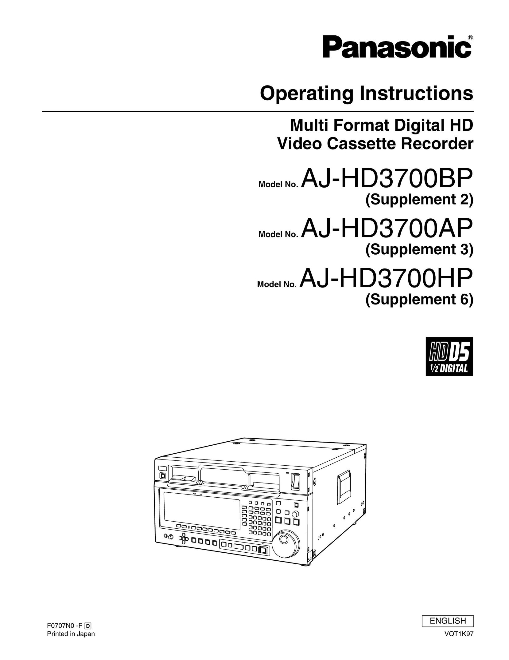 Panasonic AJ-HD3700AP VCR User Manual