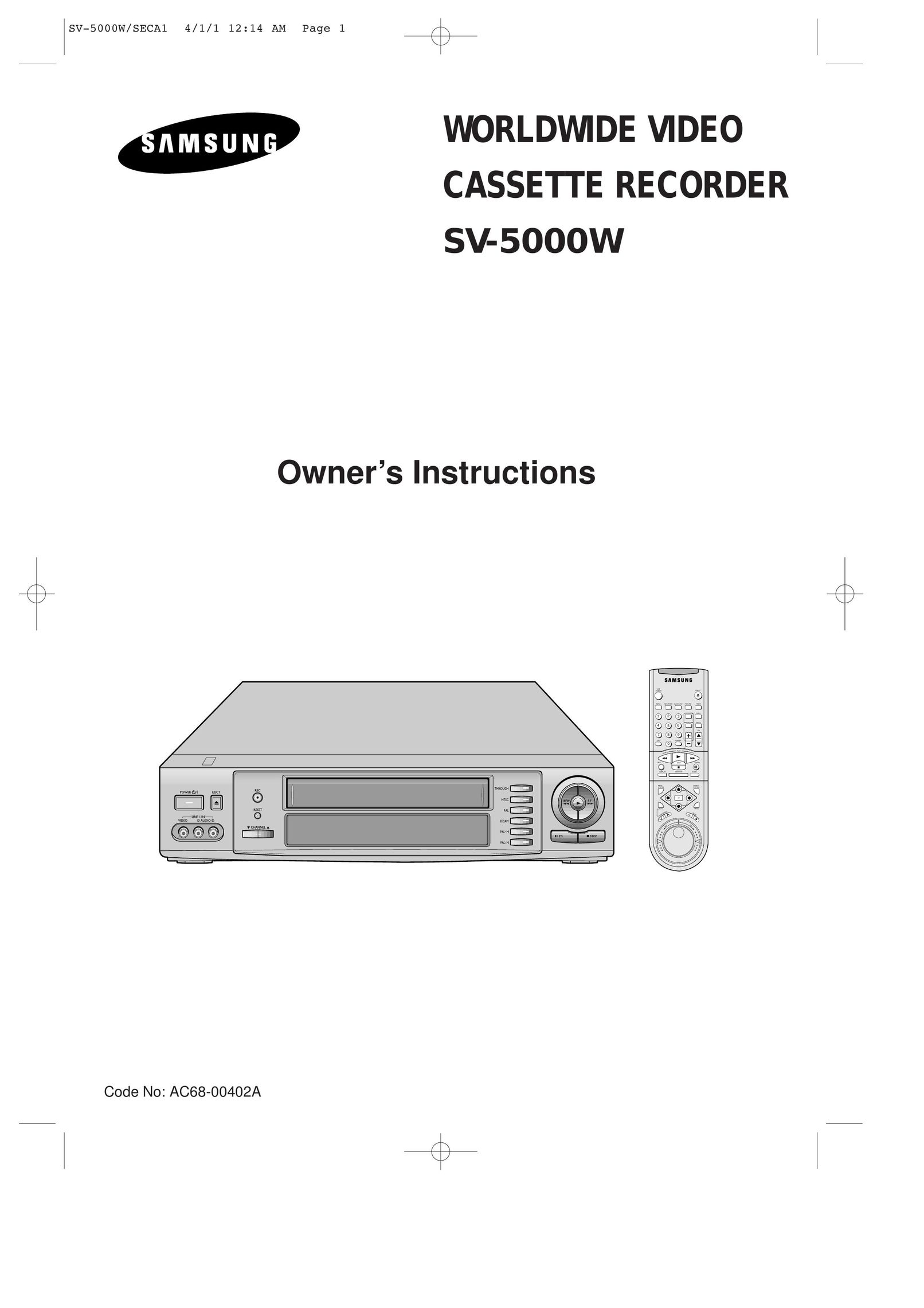 Samsung SV-5000 VCR User Manual