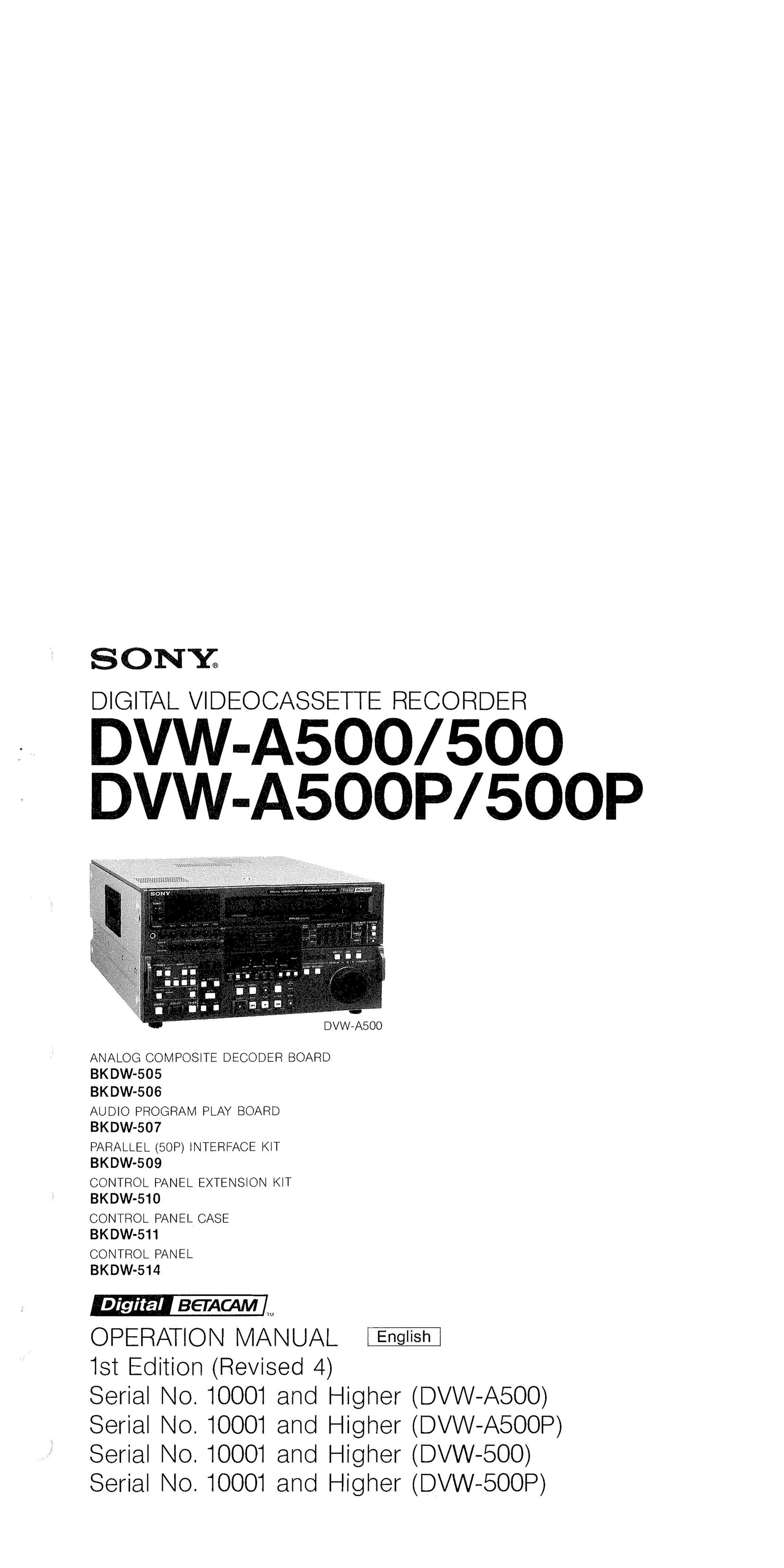 Sony 500 DVW-A500P VCR User Manual