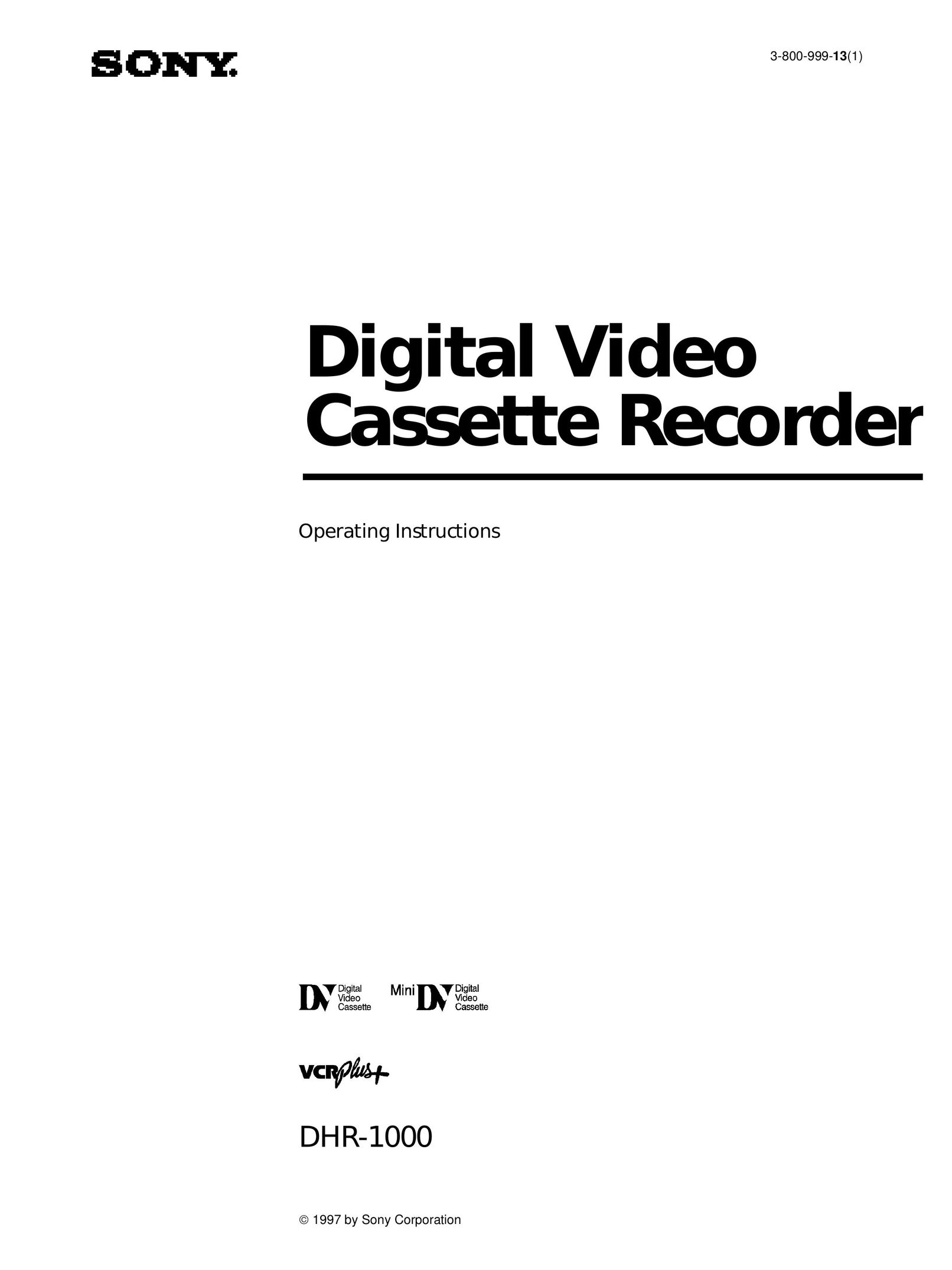 Sony DHR-1000 VCR User Manual