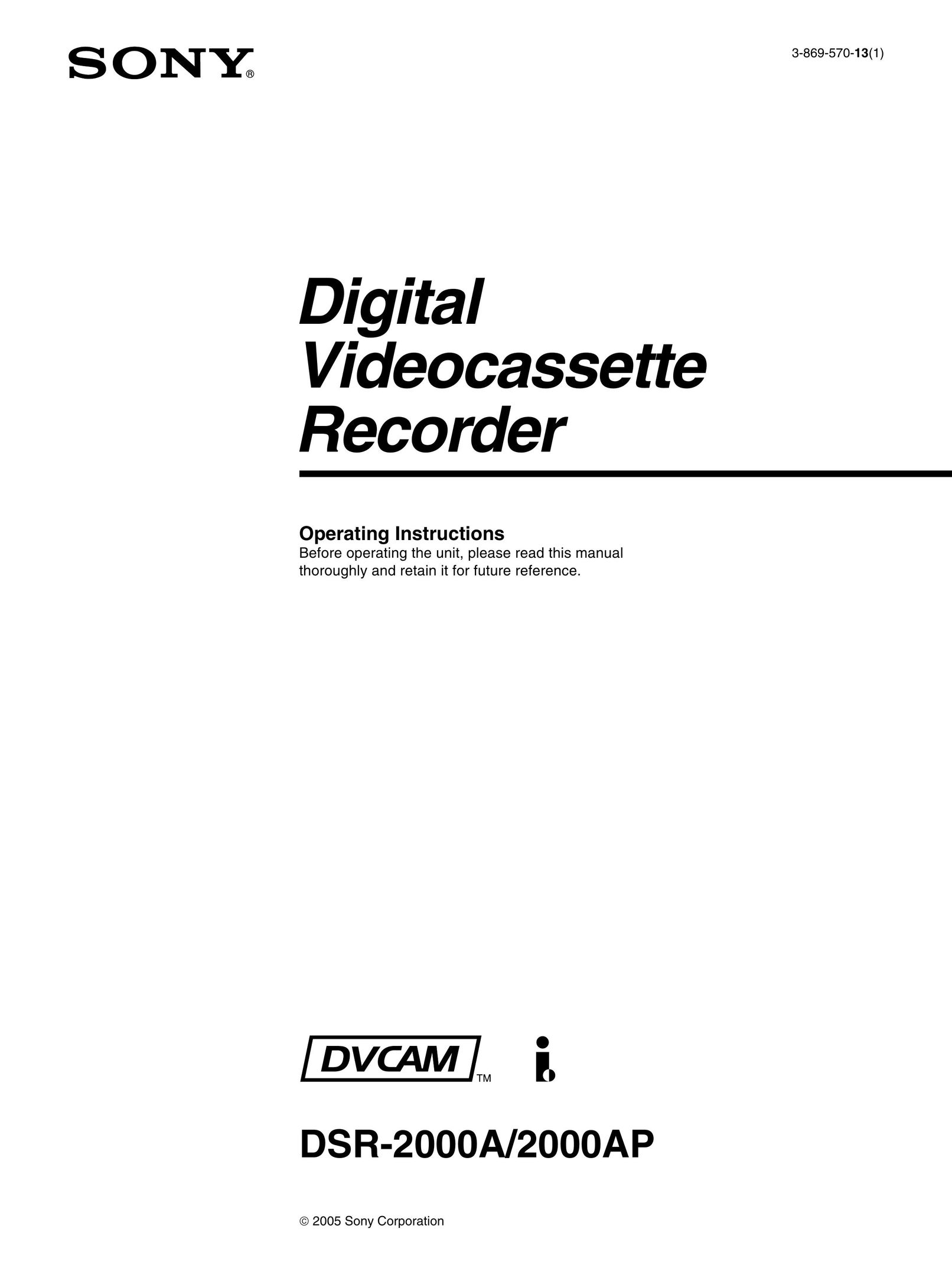 Sony DSR-2000A VCR User Manual