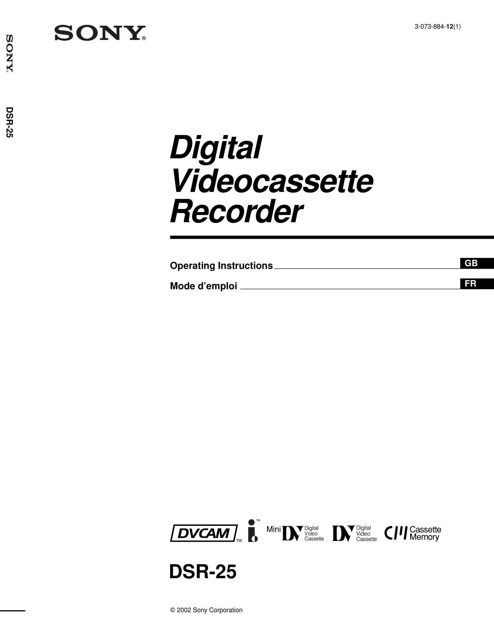 Sony DSR-25 VCR User Manual