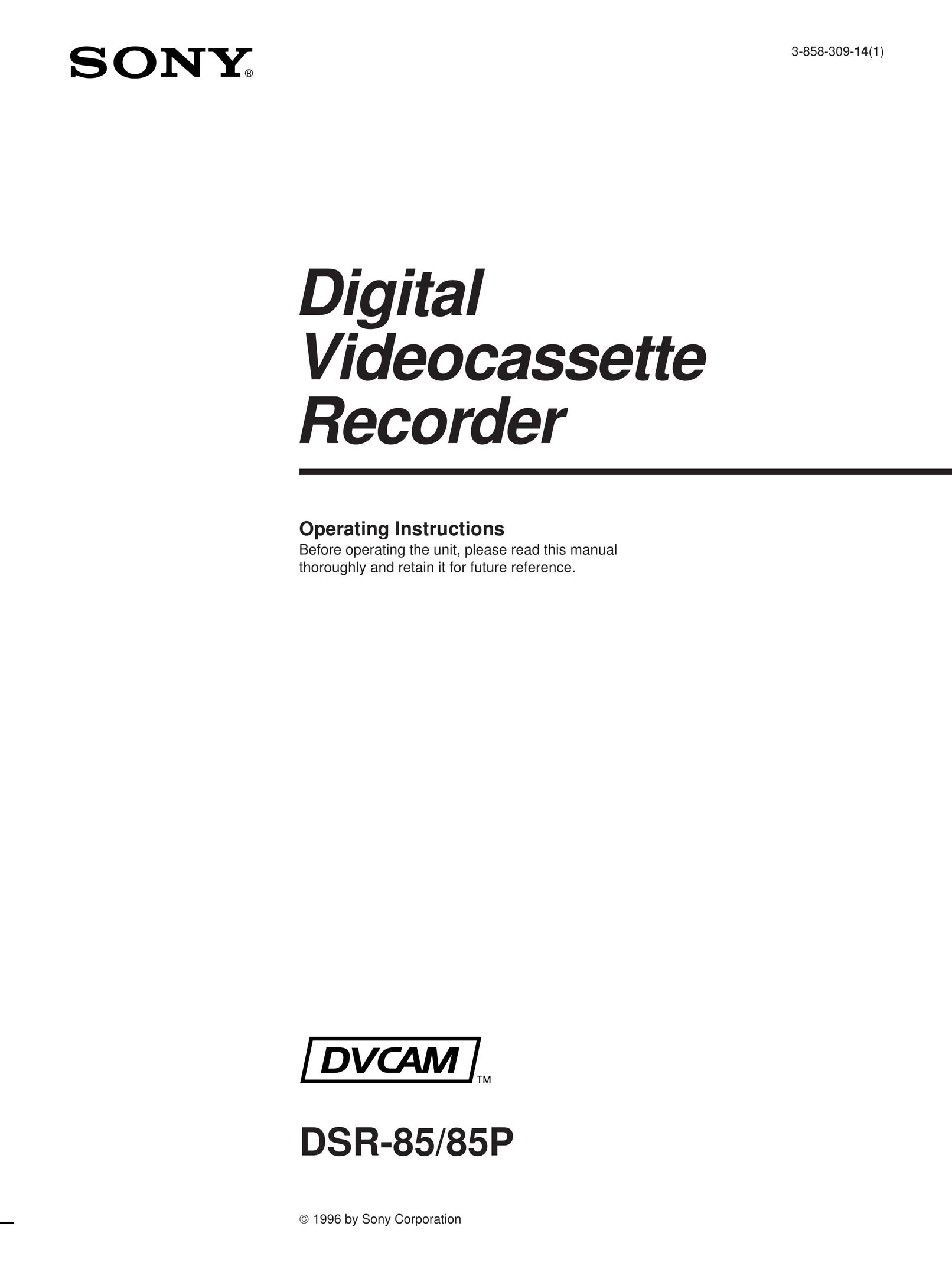 Sony DSR-85 VCR User Manual