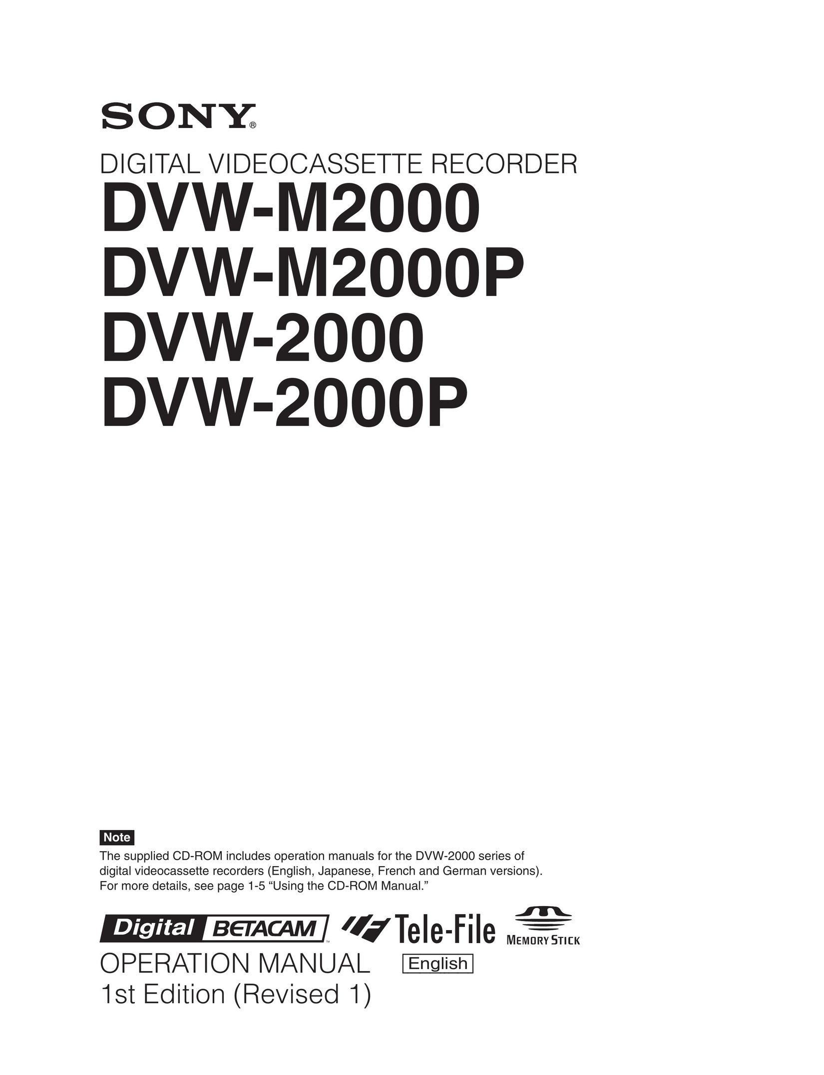 Sony DVW-2000 VCR User Manual