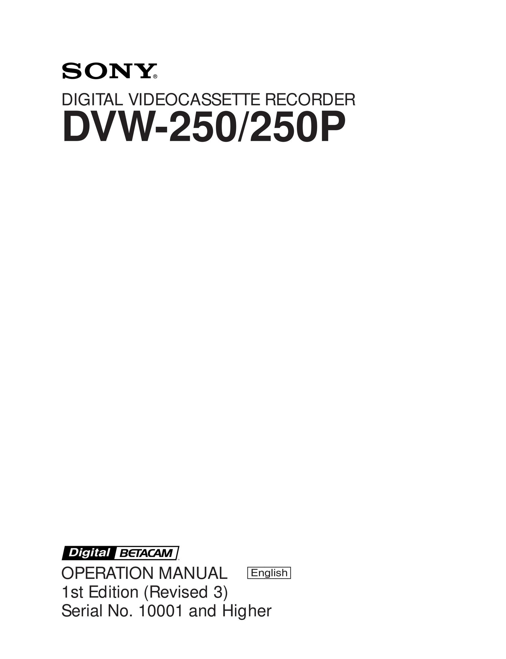Sony DVW-250 VCR User Manual