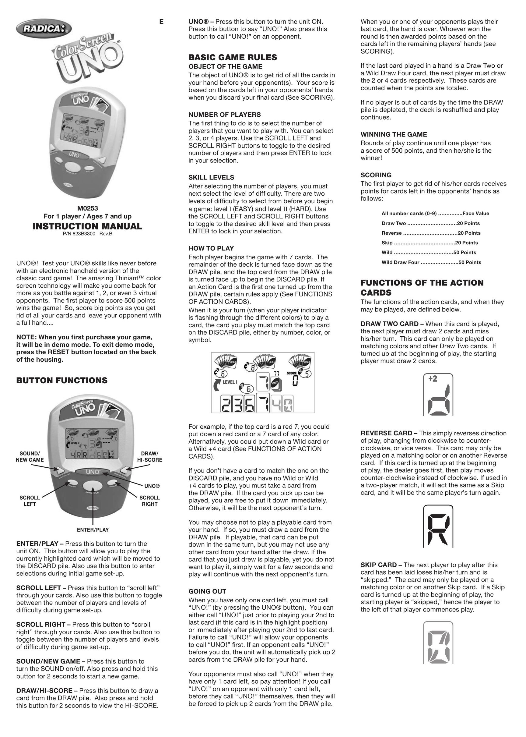 Radica Games M0253 Handheld Game System User Manual
