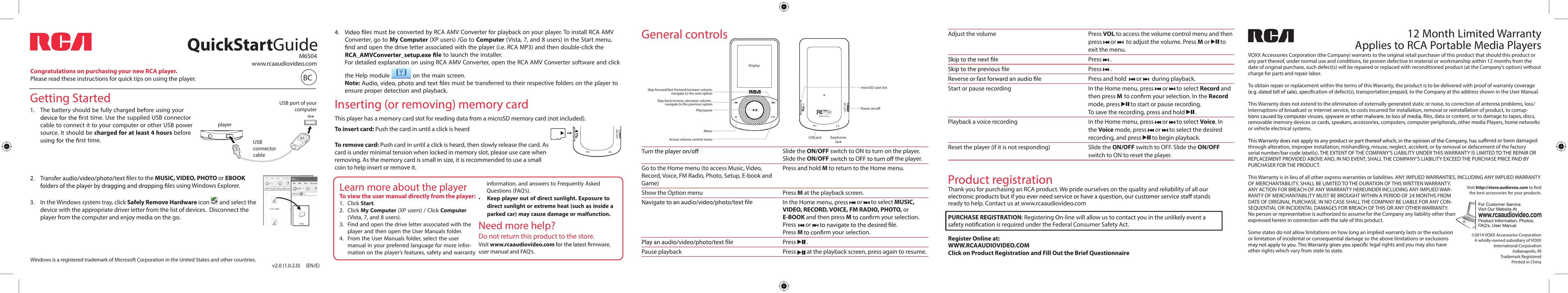 RCA M6504 Handheld Game System User Manual
