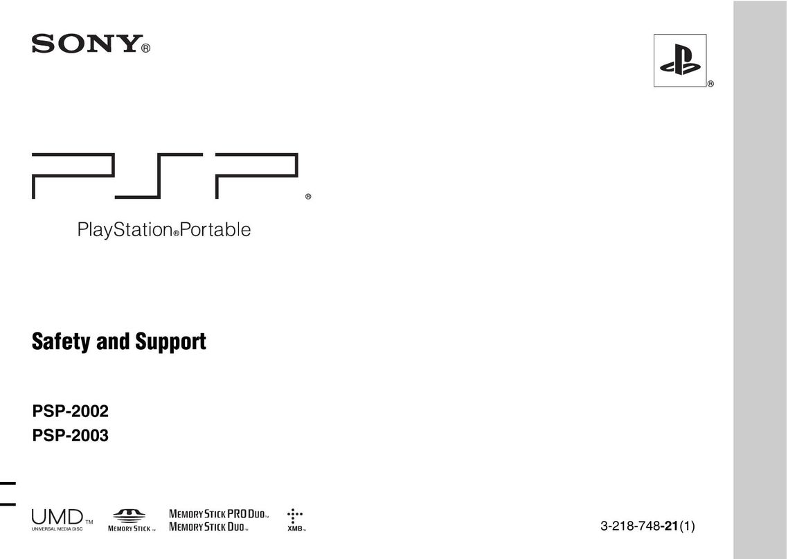 Sony PSP-2002 Handheld Game System User Manual
