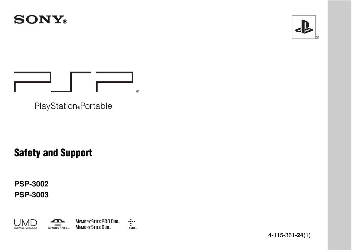 Sony PSP-3003 Handheld Game System User Manual