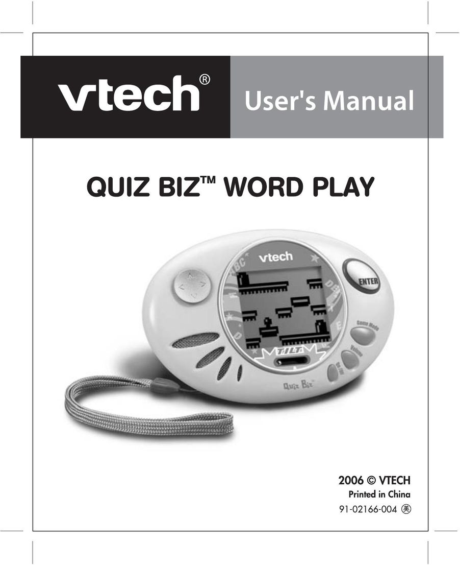 VTech QUIZ BIZ Handheld Game System User Manual