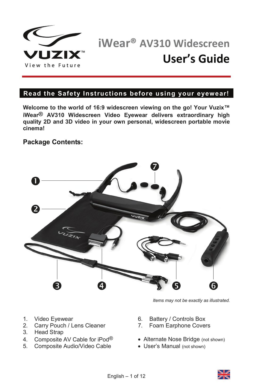 Vuzix AV310 Video Eyeware User Manual