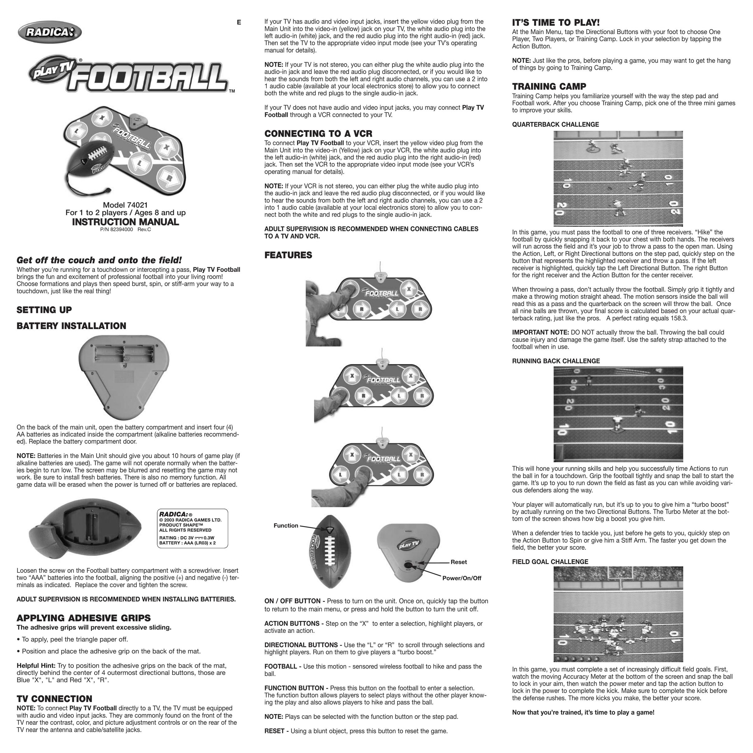 Radica Games 74021 Video Game Console User Manual