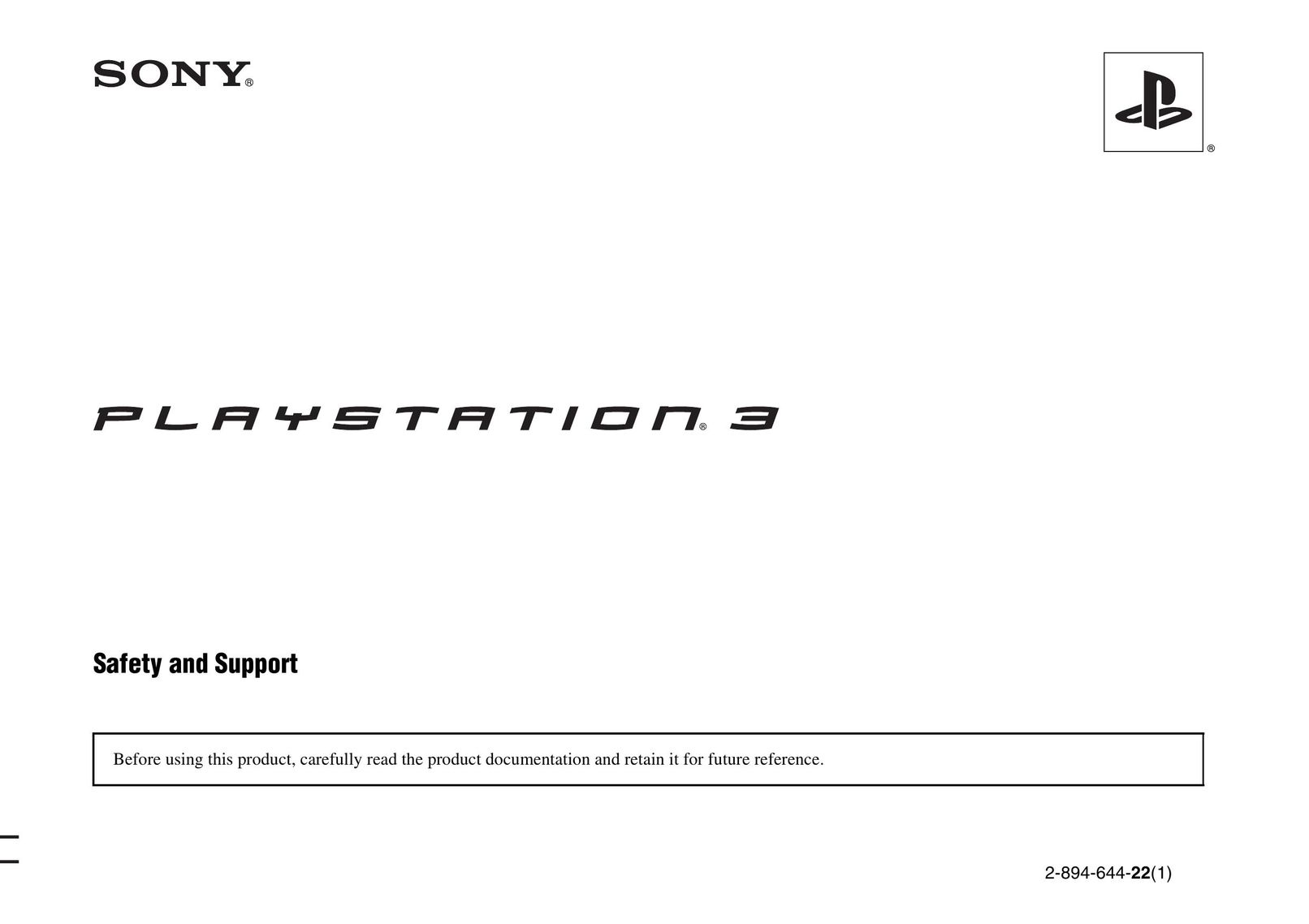 Sony 2-894-644-22(1) Video Game Console User Manual