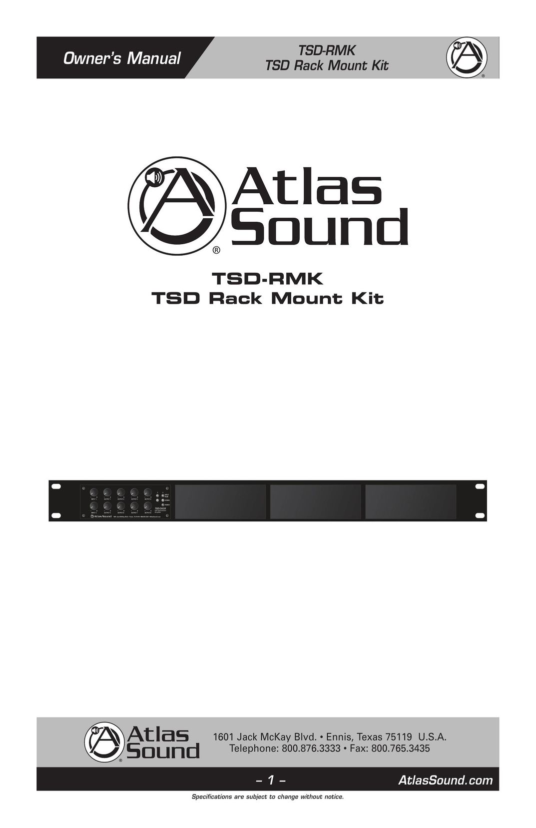 Atlas Sound TSD-RMK Video Game Controller User Manual