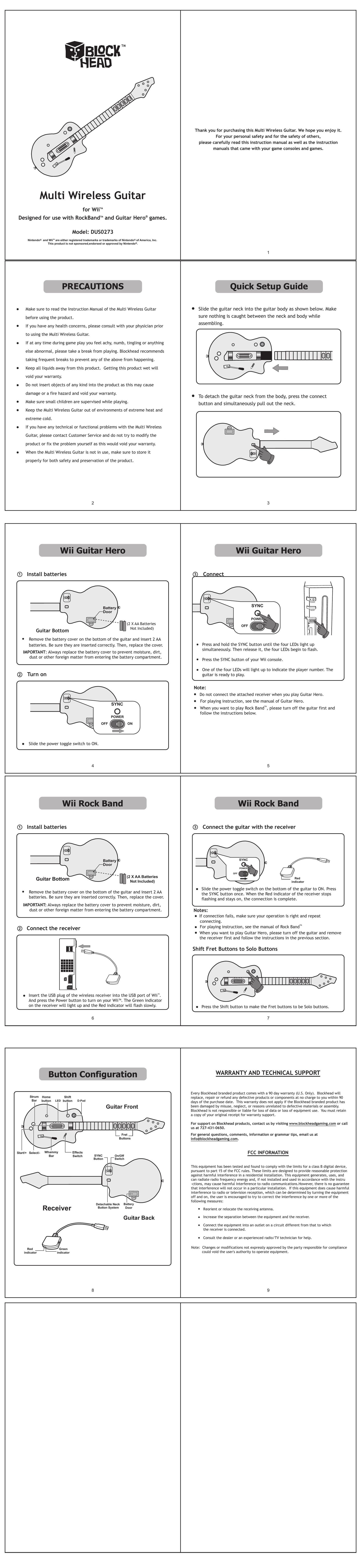 Blockhead DUS0273 Video Game Controller User Manual