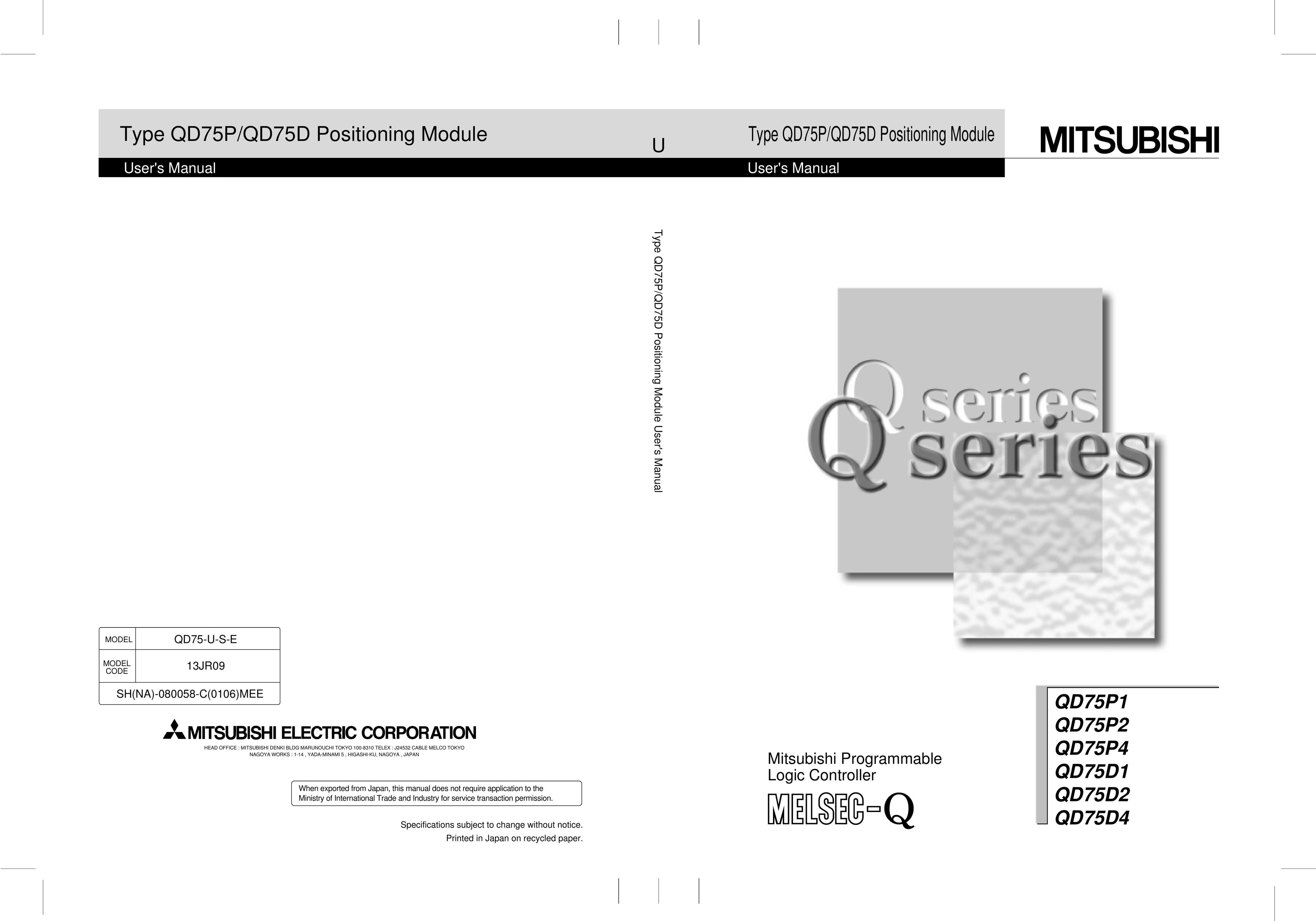 Mitsubishi Electronics QD75D Video Game Controller User Manual