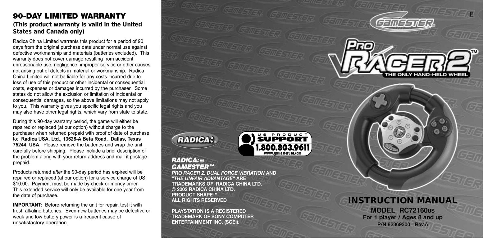 Radica Games RC72160US Video Game Controller User Manual