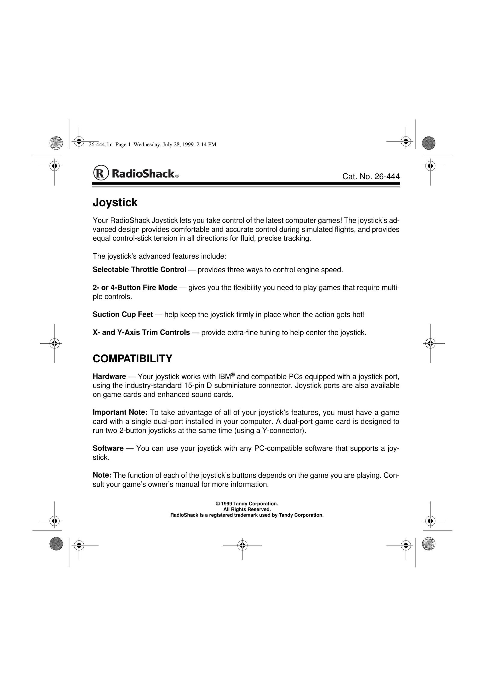 Samsung 26-444 Video Game Controller User Manual