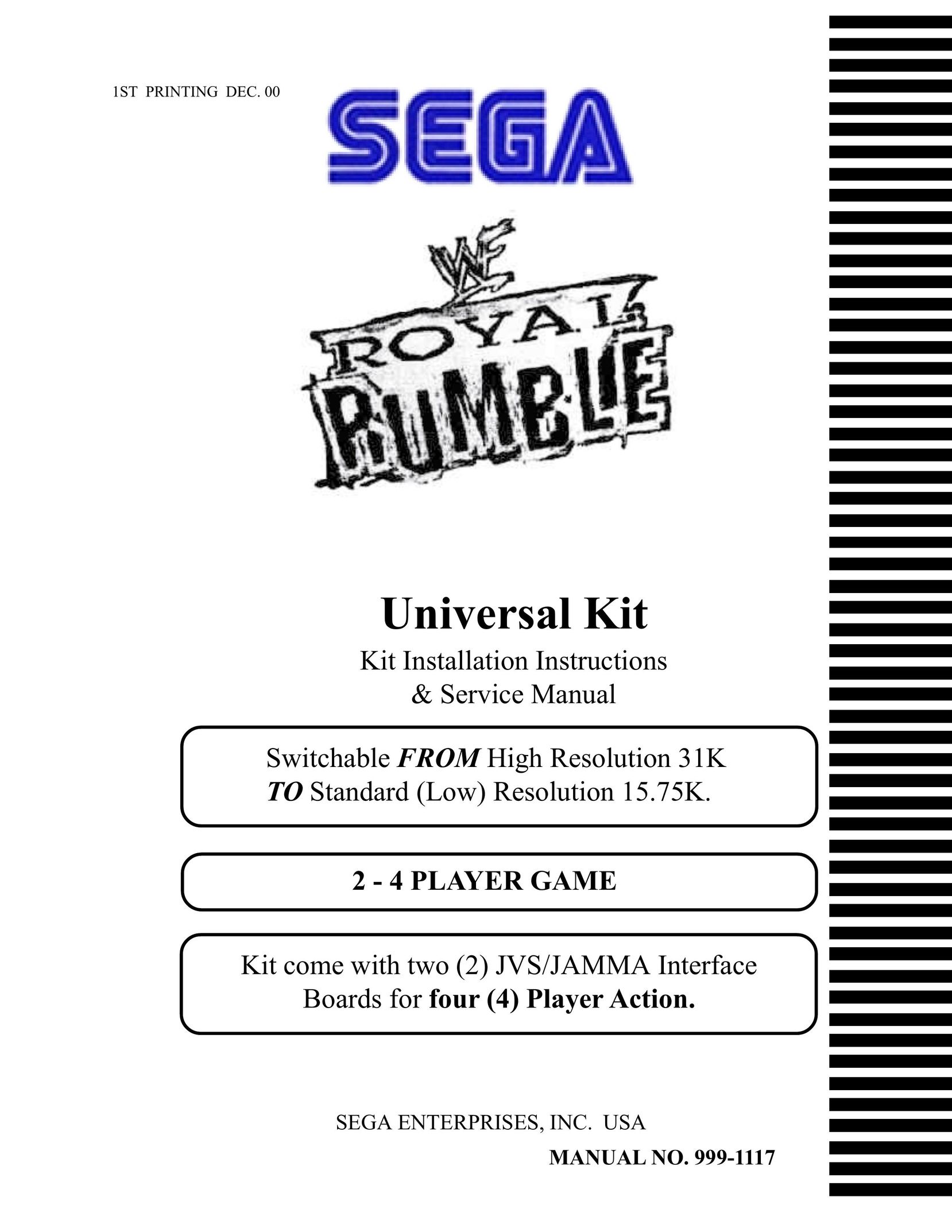 Sega 999-1117 Video Game Controller User Manual
