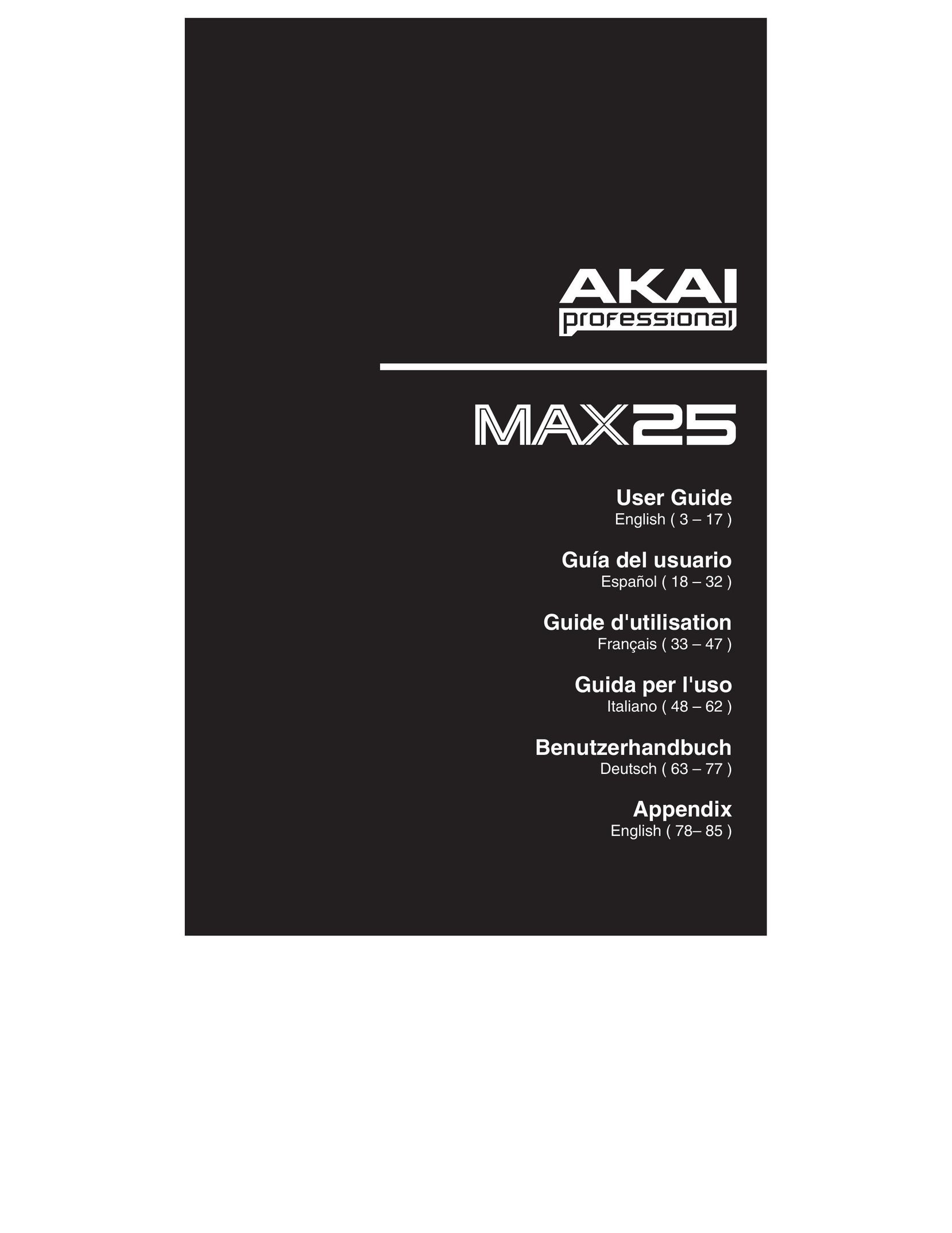Akai MAX25 Video Game Keyboard User Manual