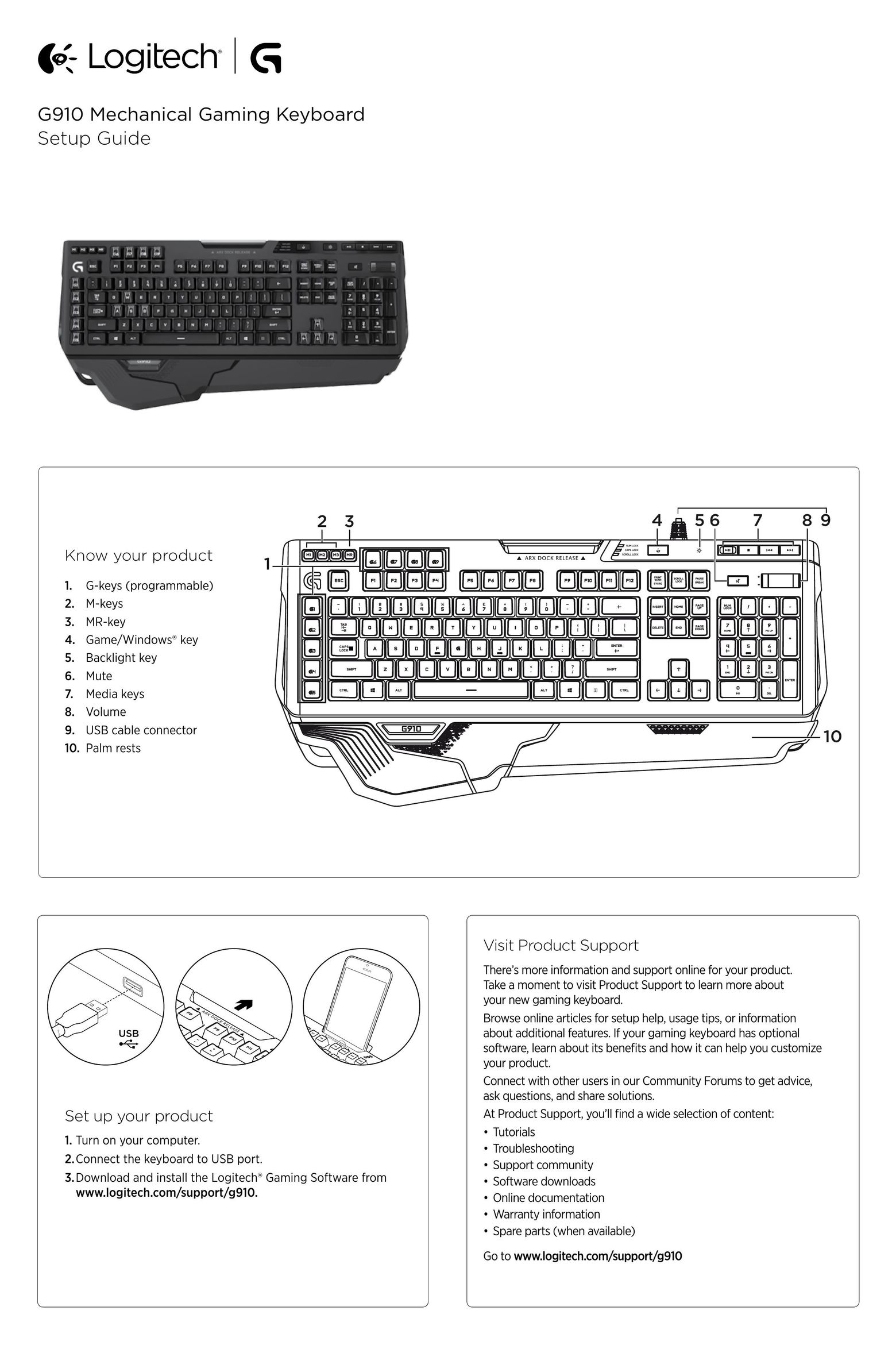 Logitech G910 Video Game Keyboard User Manual