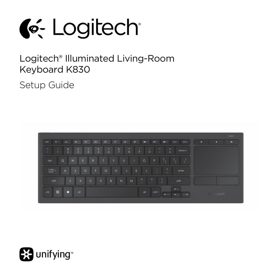 Logitech K830 Video Game Keyboard User Manual