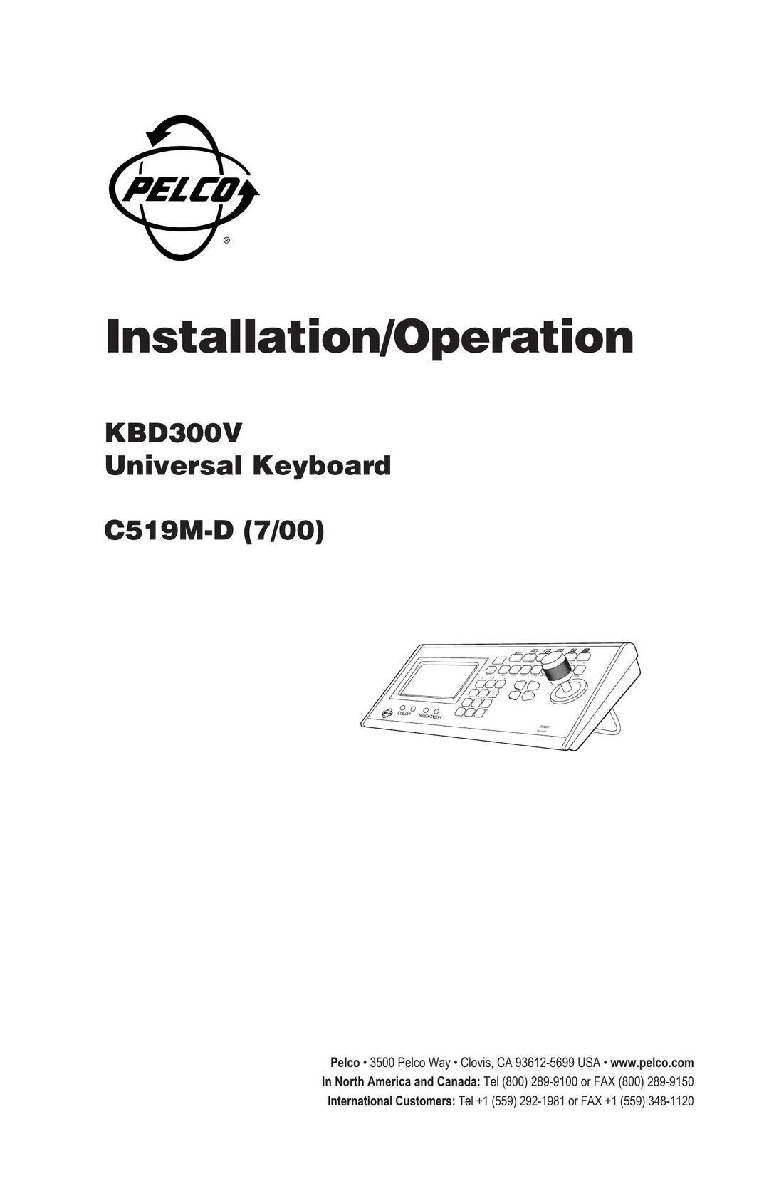 Pelco c519m-d Video Game Keyboard User Manual