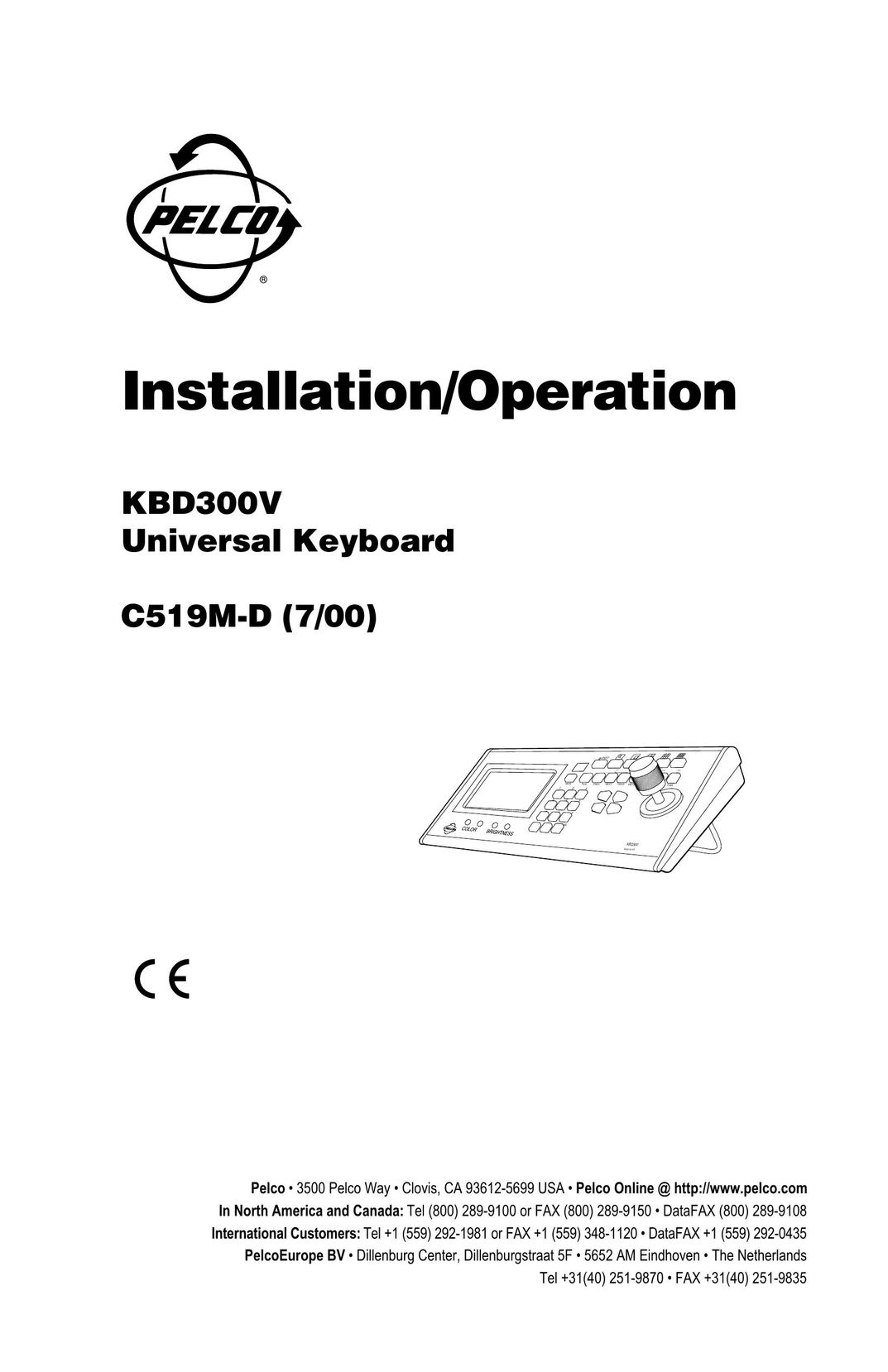 Pelco KBD300V Video Game Keyboard User Manual