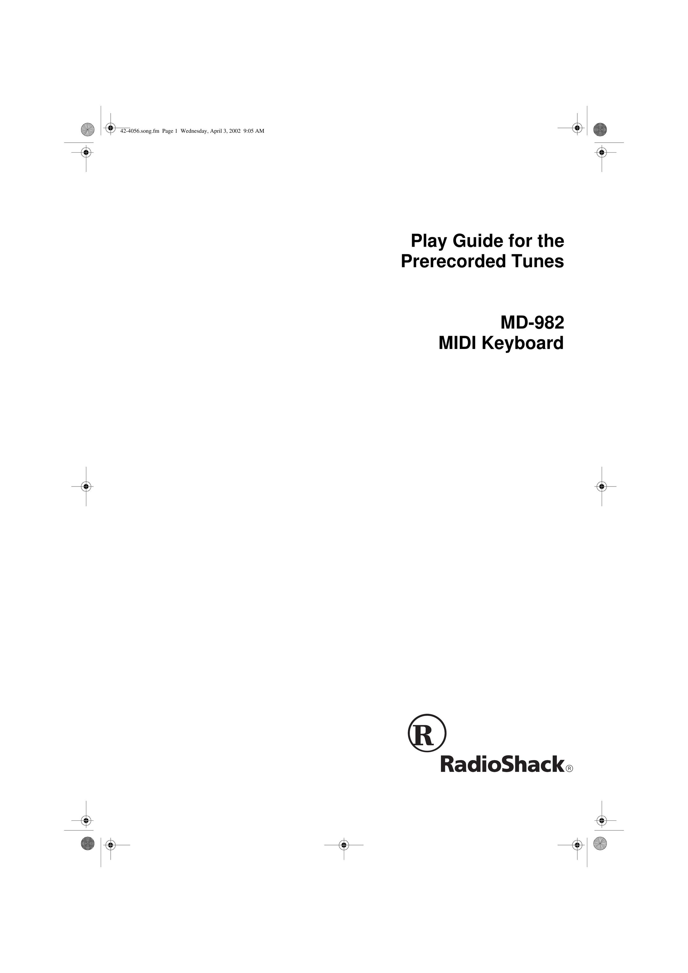Radio Shack MD-982 Video Game Keyboard User Manual