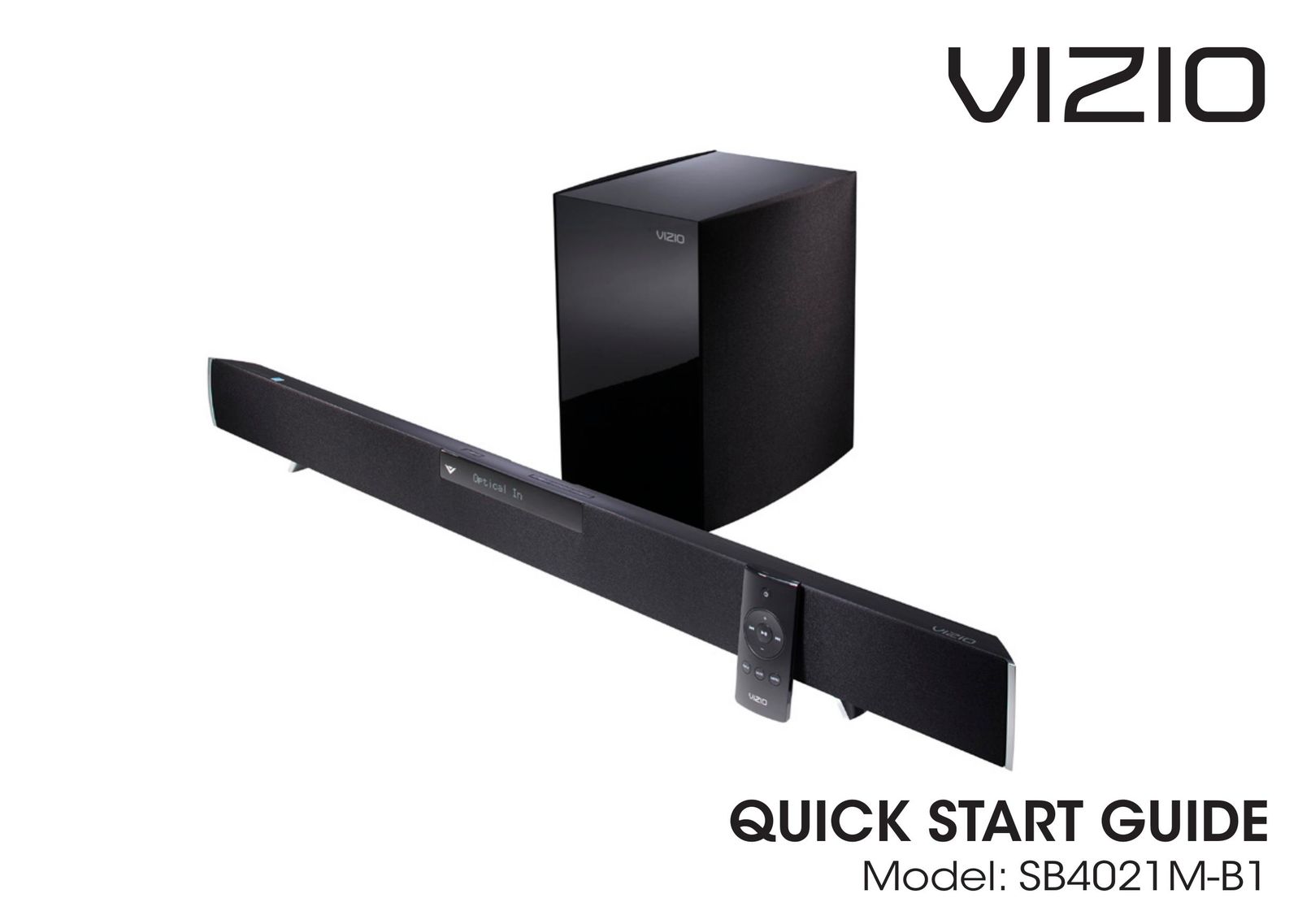 Vizio SB4021M-B1 Video Game Sound System User Manual
